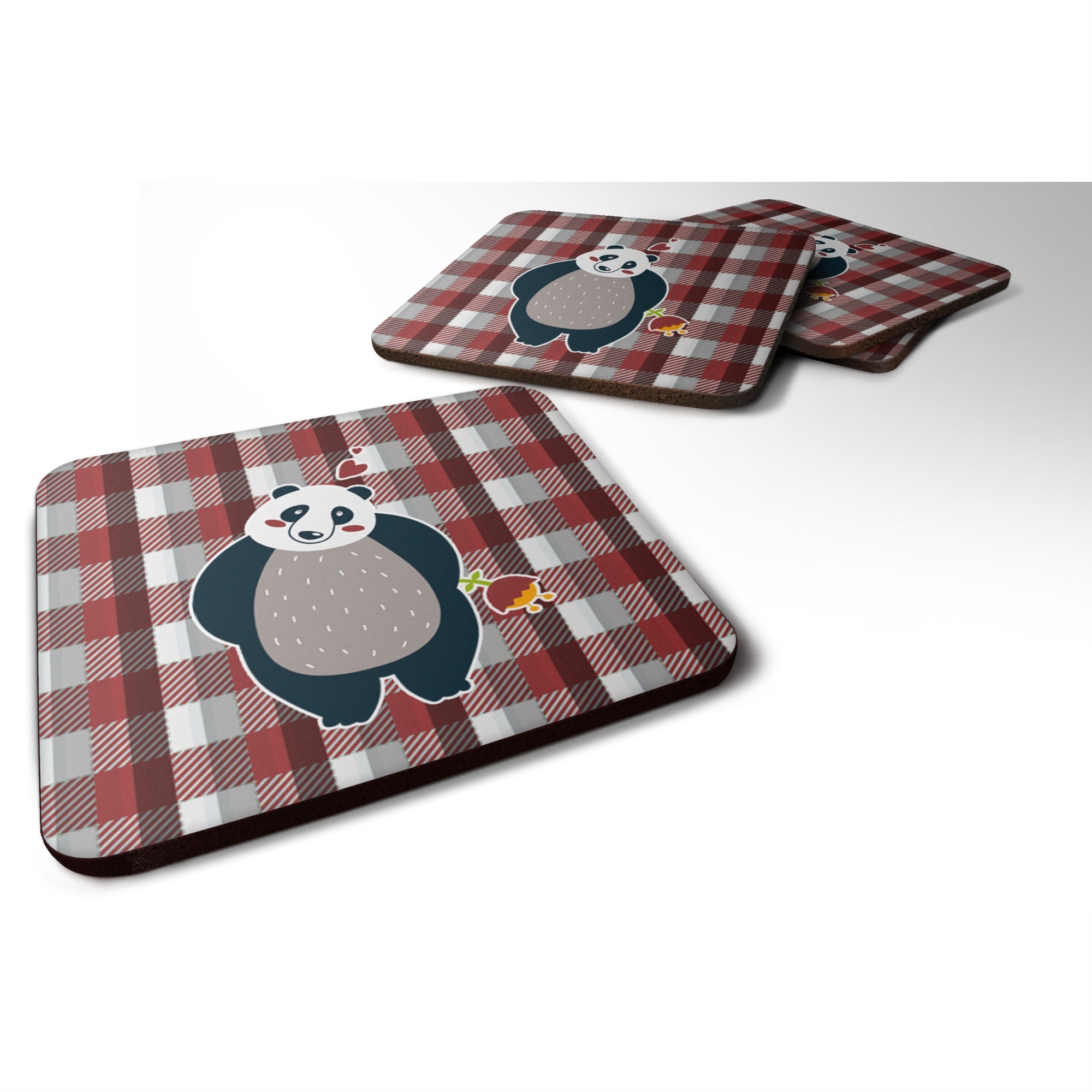 'Caroline'S Treasures Panda Love Foam Coaster Set Of 4, 3.5, Multicolor''