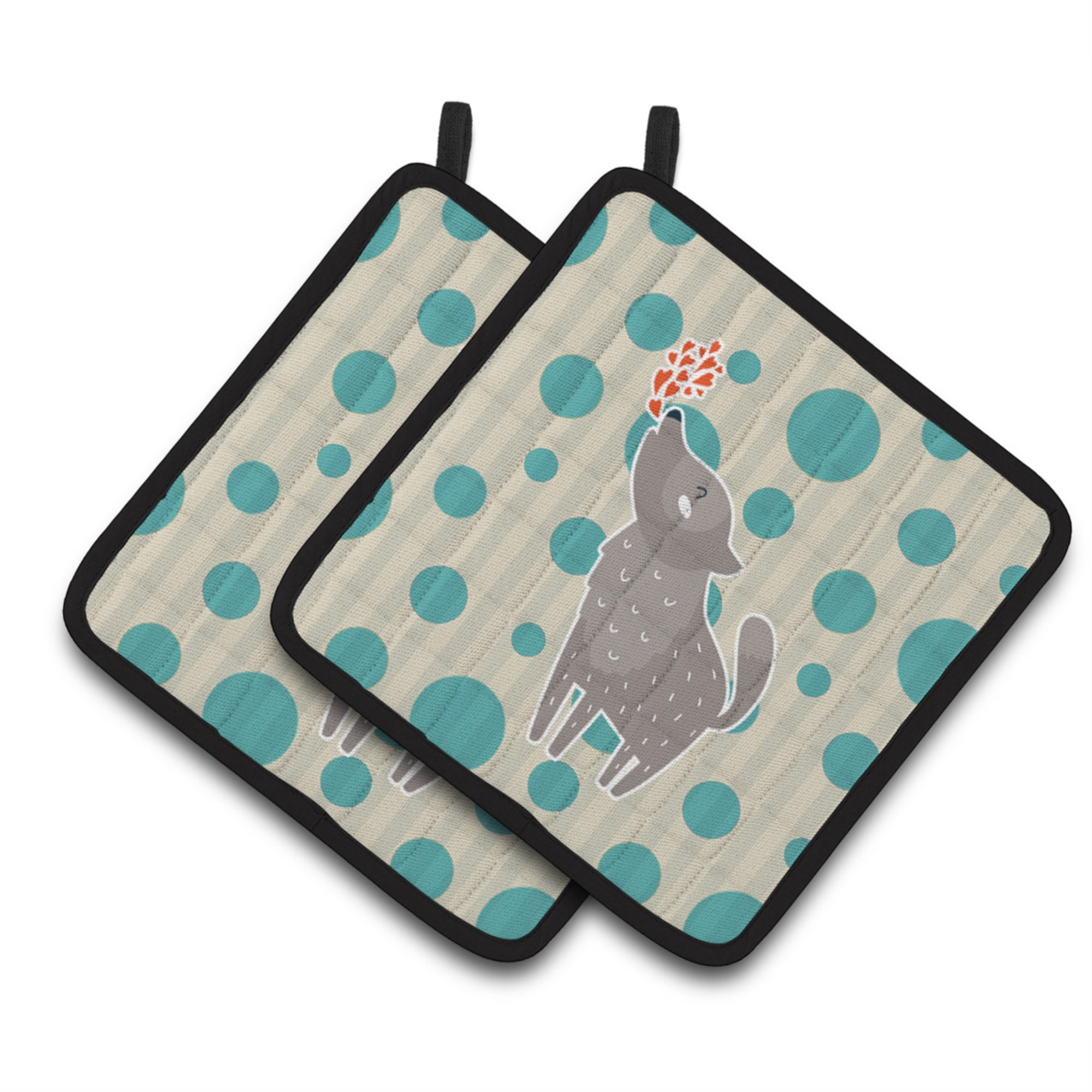 'Caroline'S Treasures Wolf Love Pair Of Pot Holders, 7.5 X 7.5, Multicolor''