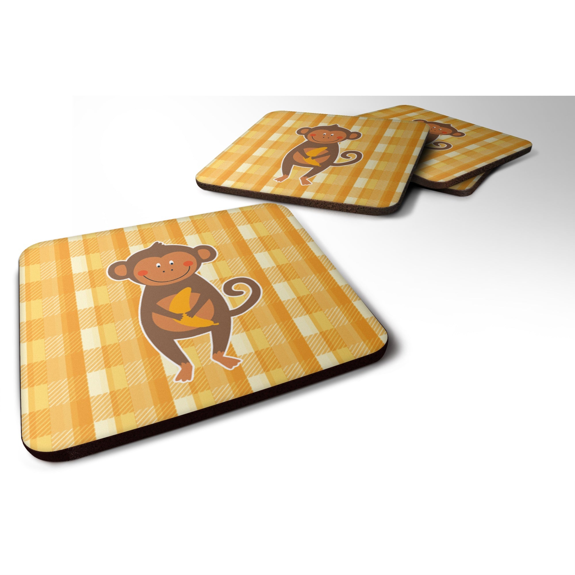 'Caroline'S Treasures Monkey Business Foam Coaster Set Of 4, 3.5, Multicolor''