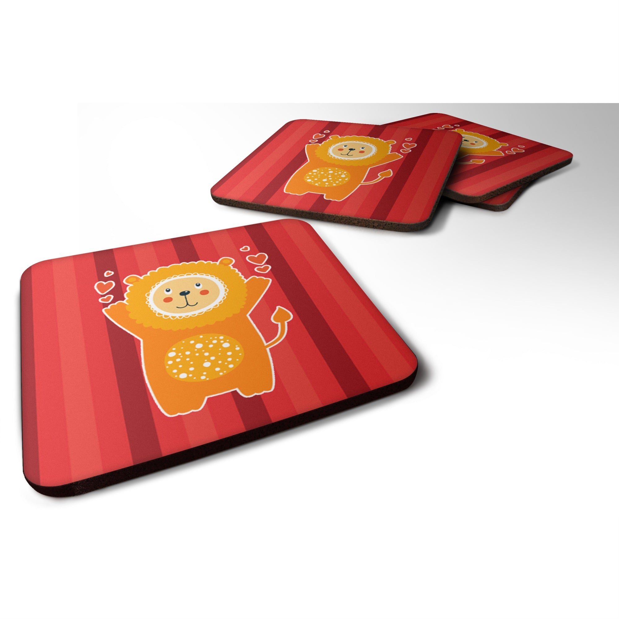 'Caroline'S Treasures Lion Love Foam Coaster Set Of 4, 3.5, Multicolor''