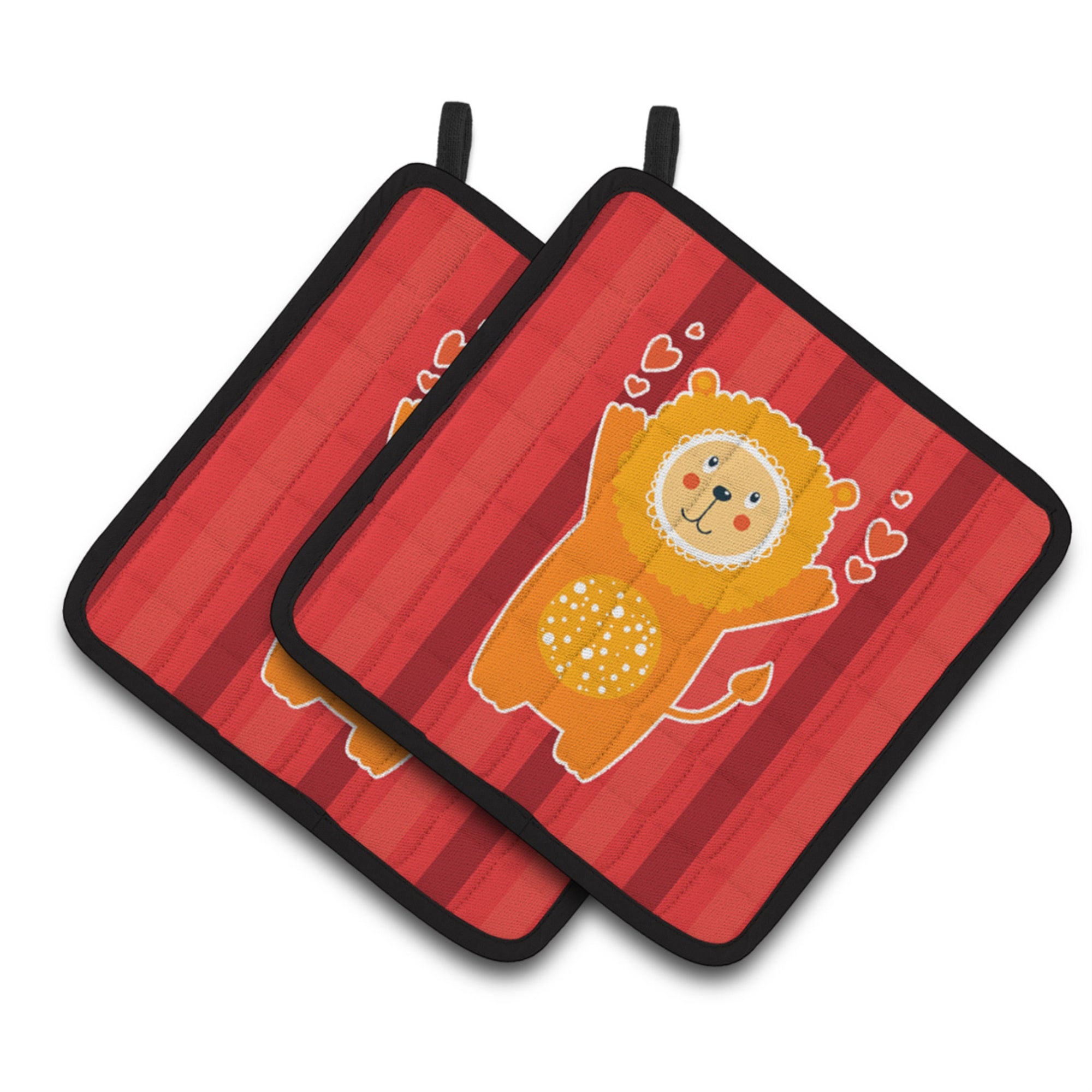 'Caroline'S Treasures Bb6754Pthd Lion Love Pair Of Pot Holders, 7.5 X 7.5'''', Multicolor''