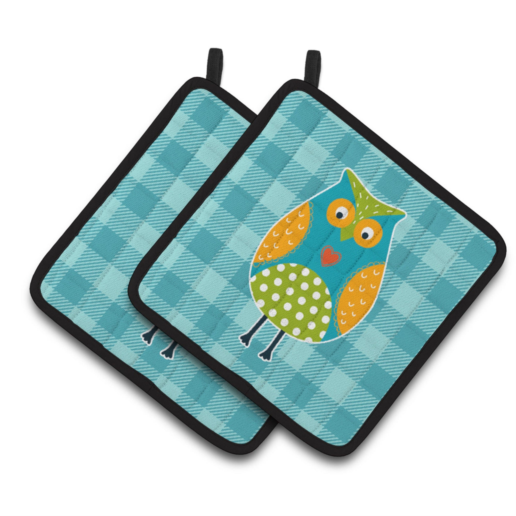 'Caroline'S Treasures Bb6755Pthd Owl On Blue Plaid Pair Of Pot Holders, 7.5 X 7.5'''', Multicolor''