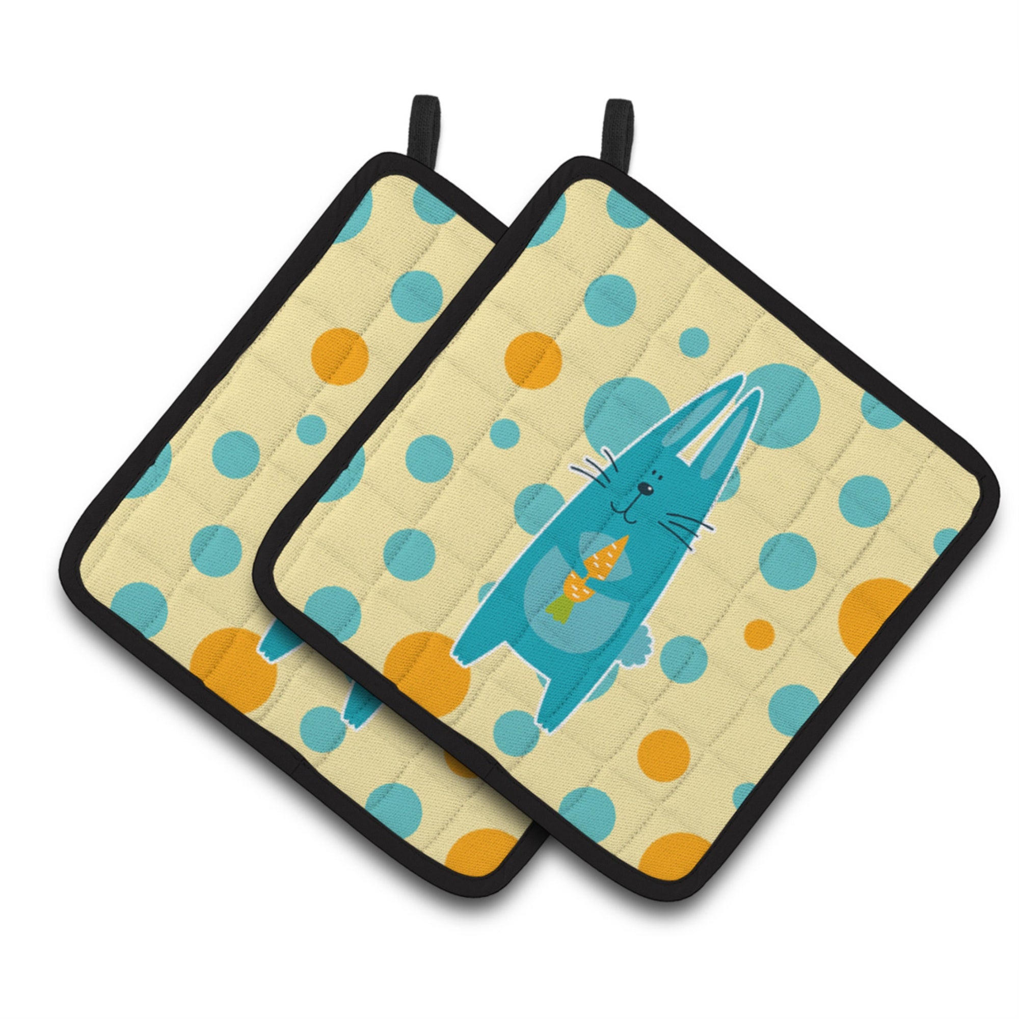 'Caroline'S Treasures Bb6757Pthd Polkadot Rabbit Pair Of Pot Holders, 7.5 X 7.5'''', Multicolor''