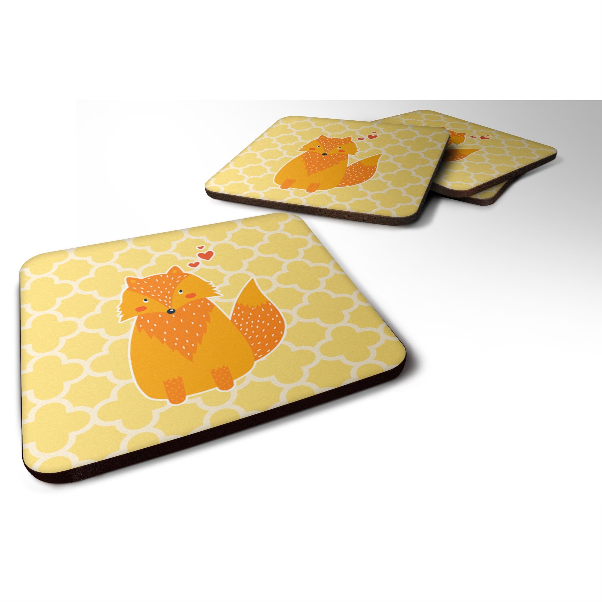 'Caroline'S Treasures Foxy Love Foam Coaster Set Of 4, 3.5, Multicolor''