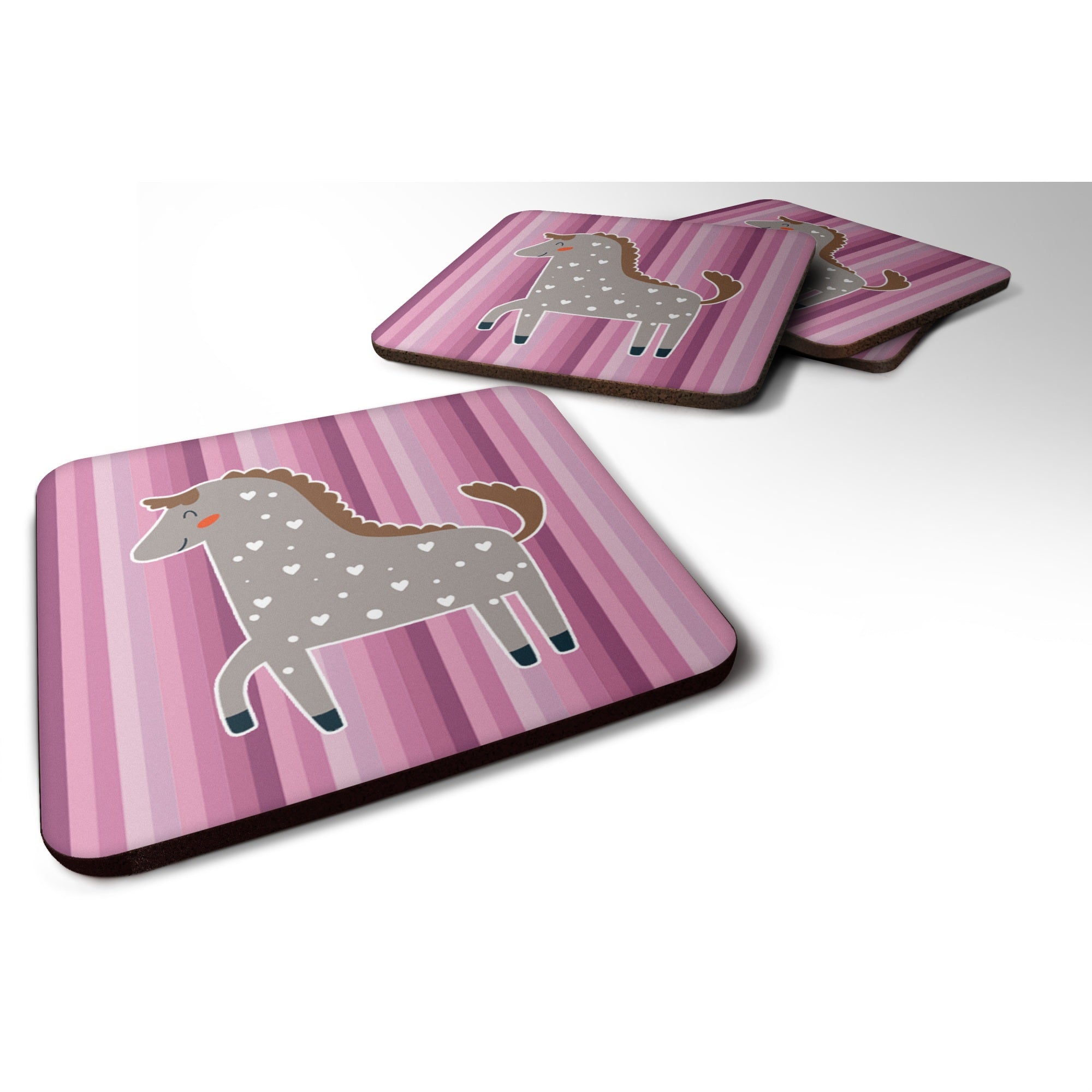'Caroline'S Treasures Horse Foam Coaster Set Of 4, 3.5, Multicolor''