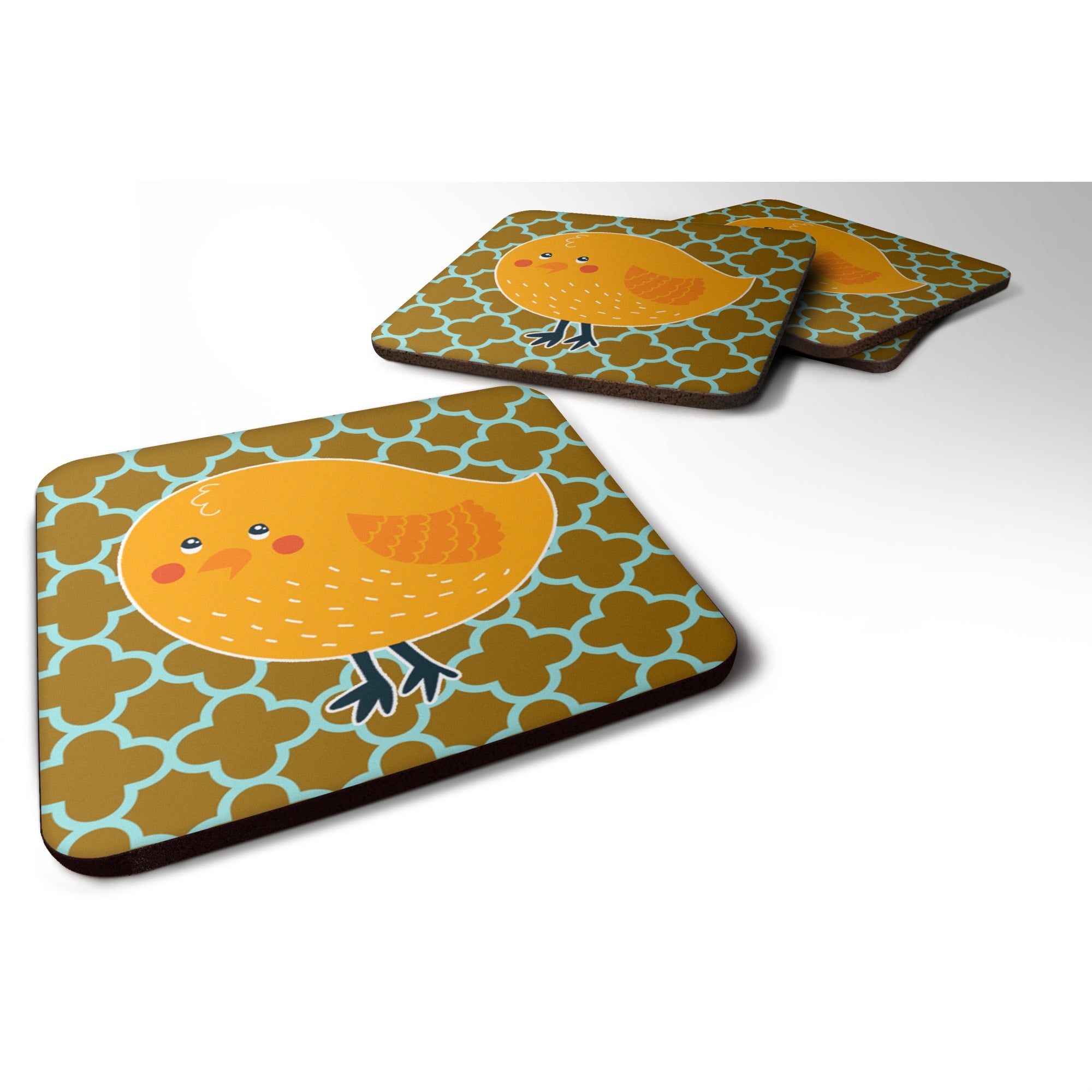 'Caroline'S Treasures Bird On Quatrfoil Foam Coaster Set Of 4, 3.5, Multicolor''