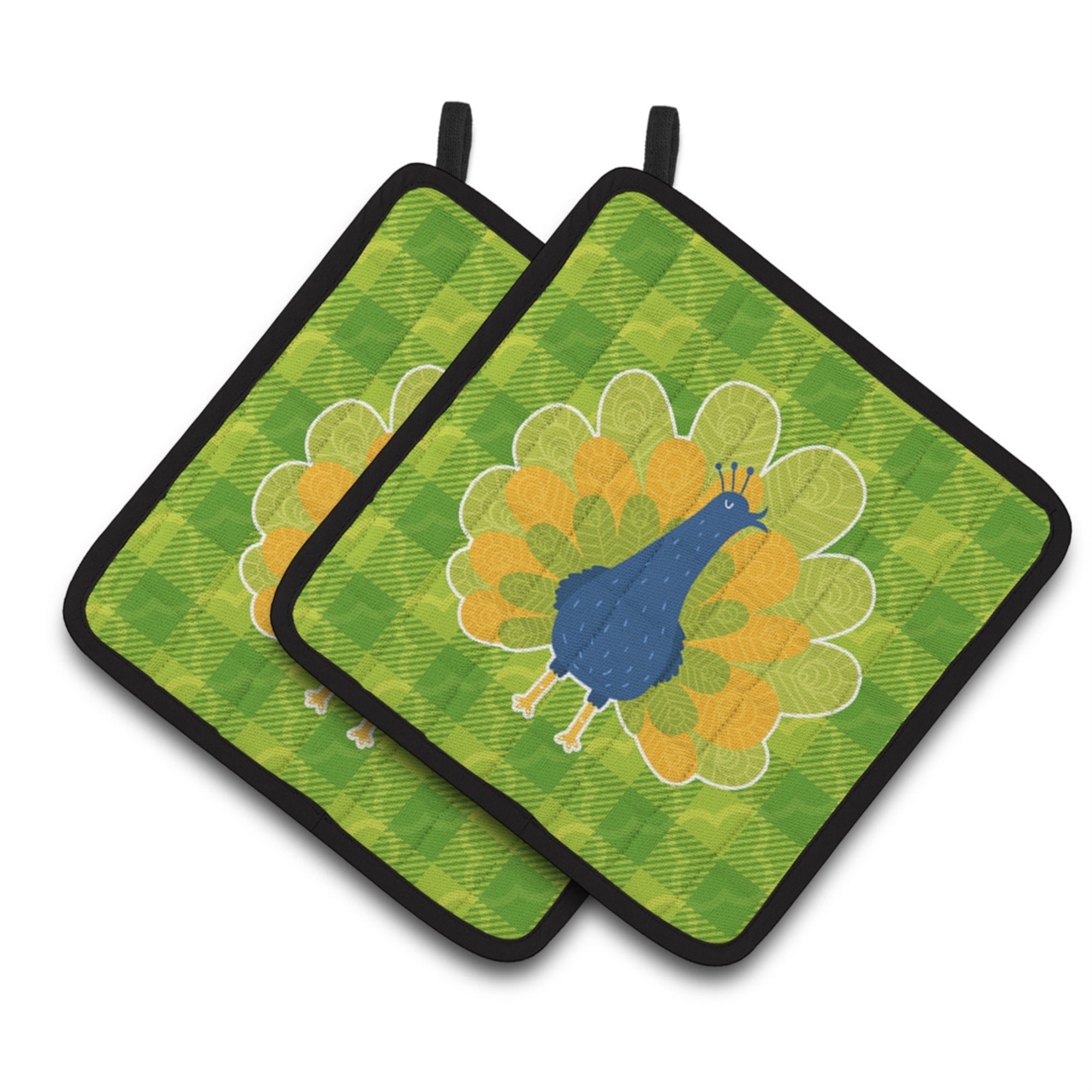 'Caroline'S Treasures Bb6770Pthd Pretty Peacock Pair Of Pot Holders, 7.5 X 7.5'''', Multicolor''