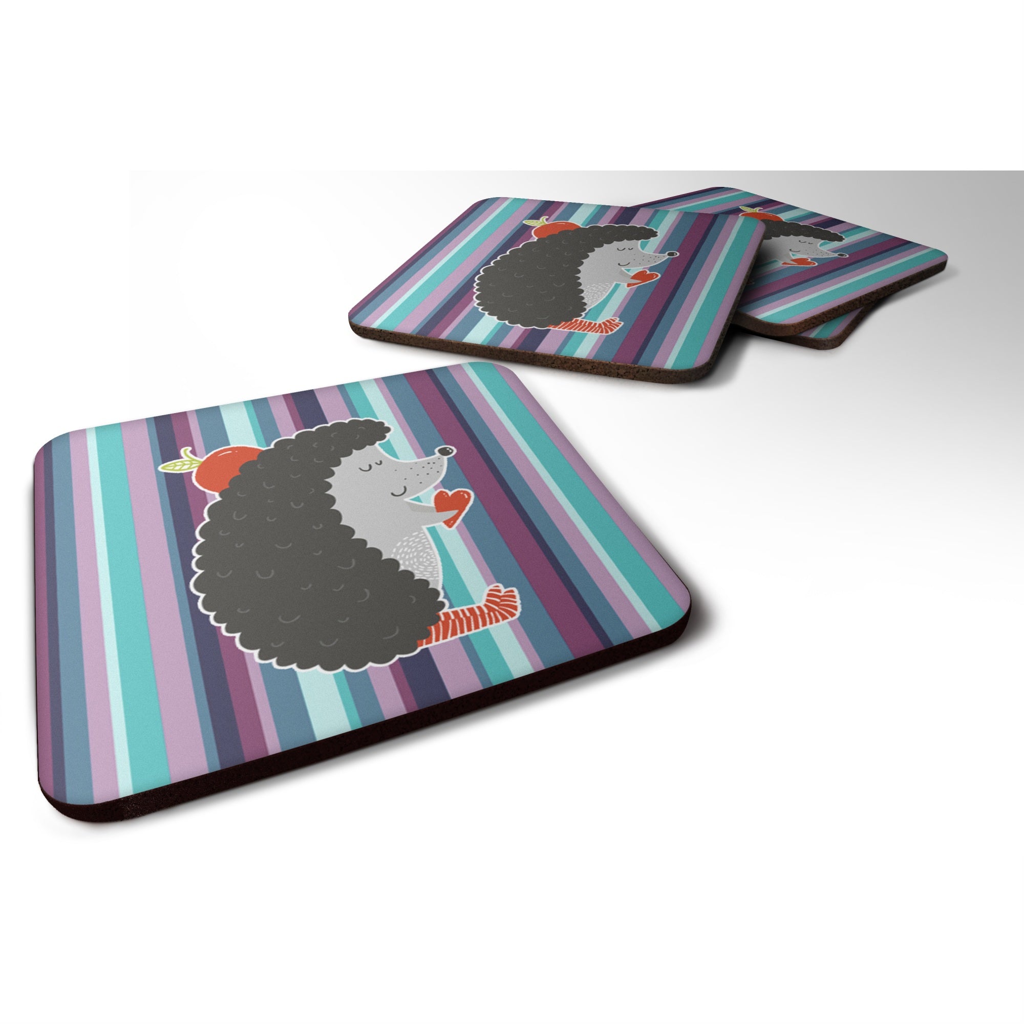 'Caroline'S Treasures Hedgehog Foam Coaster Set Of 4, 3.5, Multicolor''