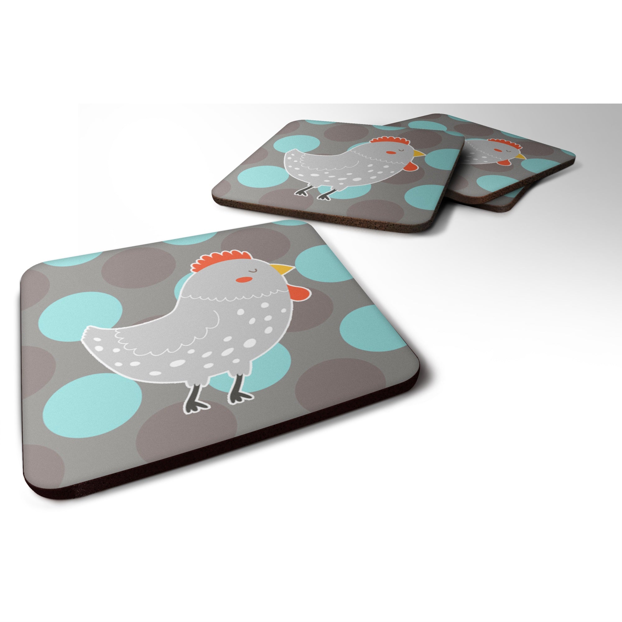 'Caroline'S Treasures Grey Chicken Foam Coaster Set Of 4, 3.5, Multicolor''