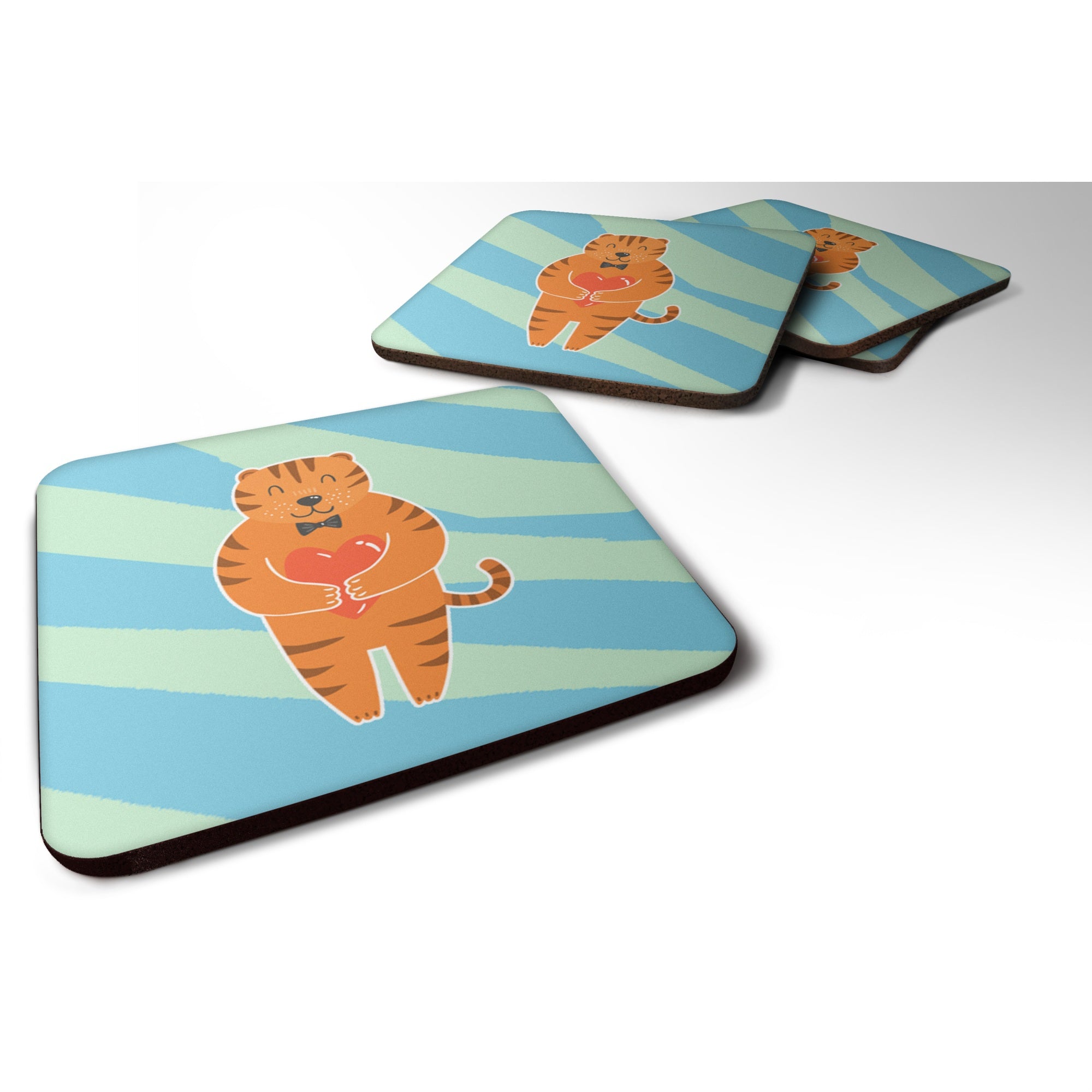 'Caroline'S Treasures Bb6779Fc Tiger Foam Coaster Set Of 4, 3.5'''', Multicolor''