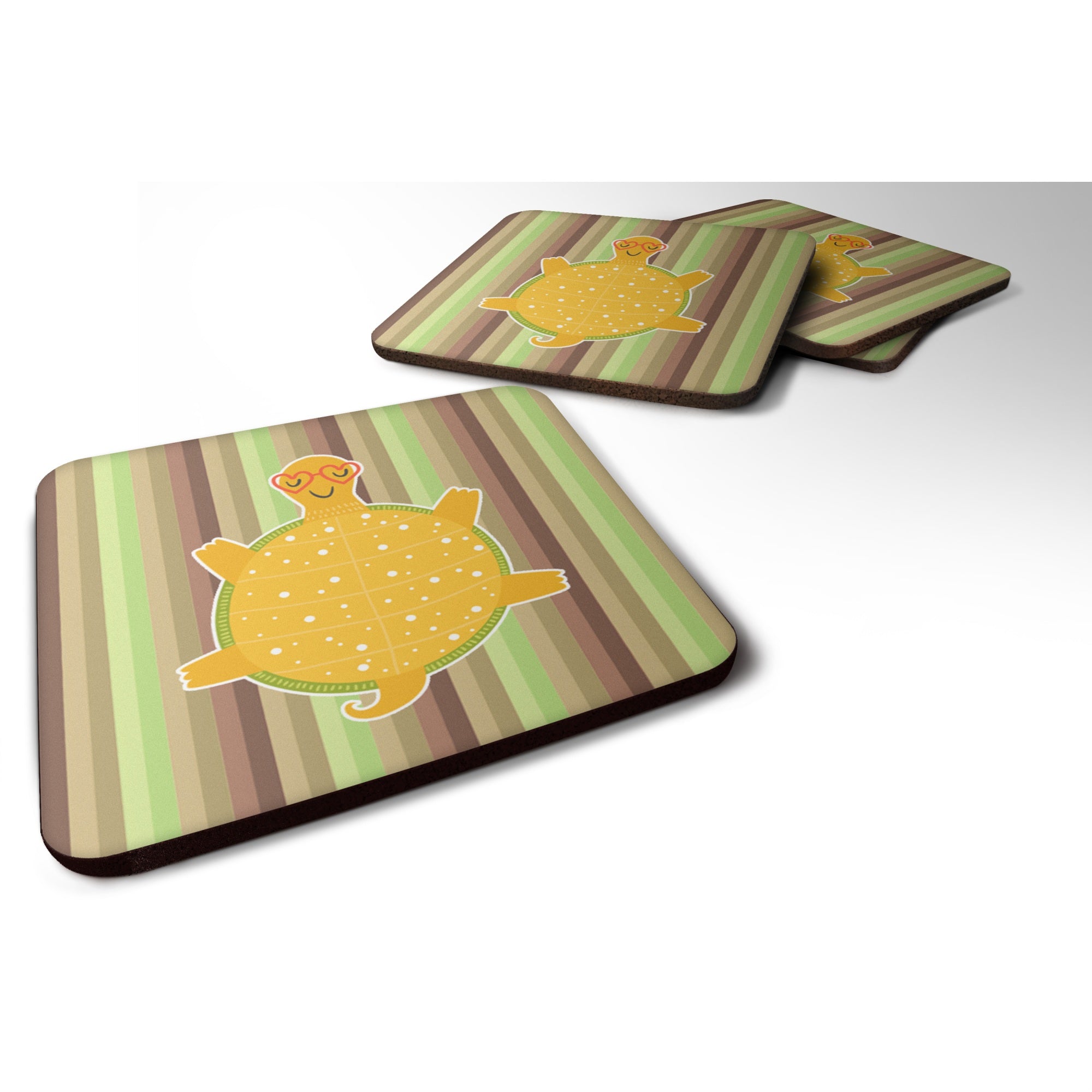 'Caroline'S Treasures Turtle Foam Coaster Set Of 4, 3.5, Multicolor''