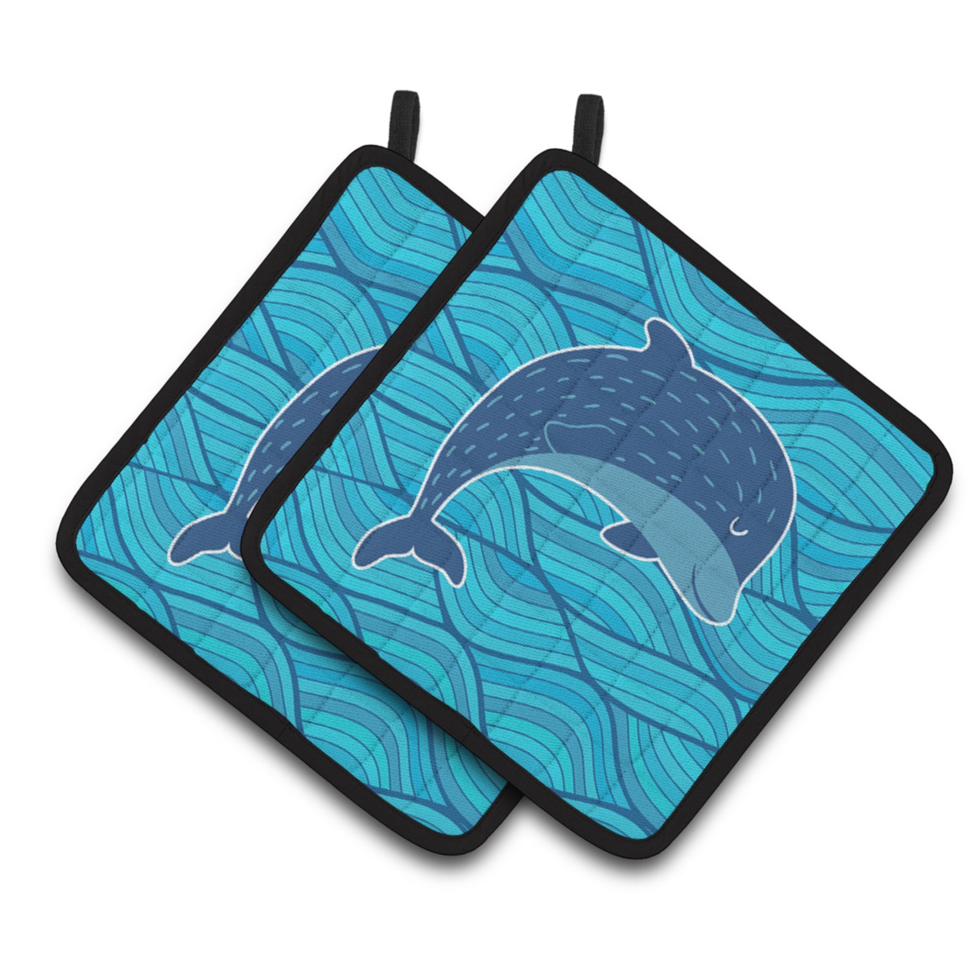 'Caroline'S Treasures Bb6781Pthd Dolphin Pair Of Pot Holders, 7.5 X 7.5'''', Multicolor''