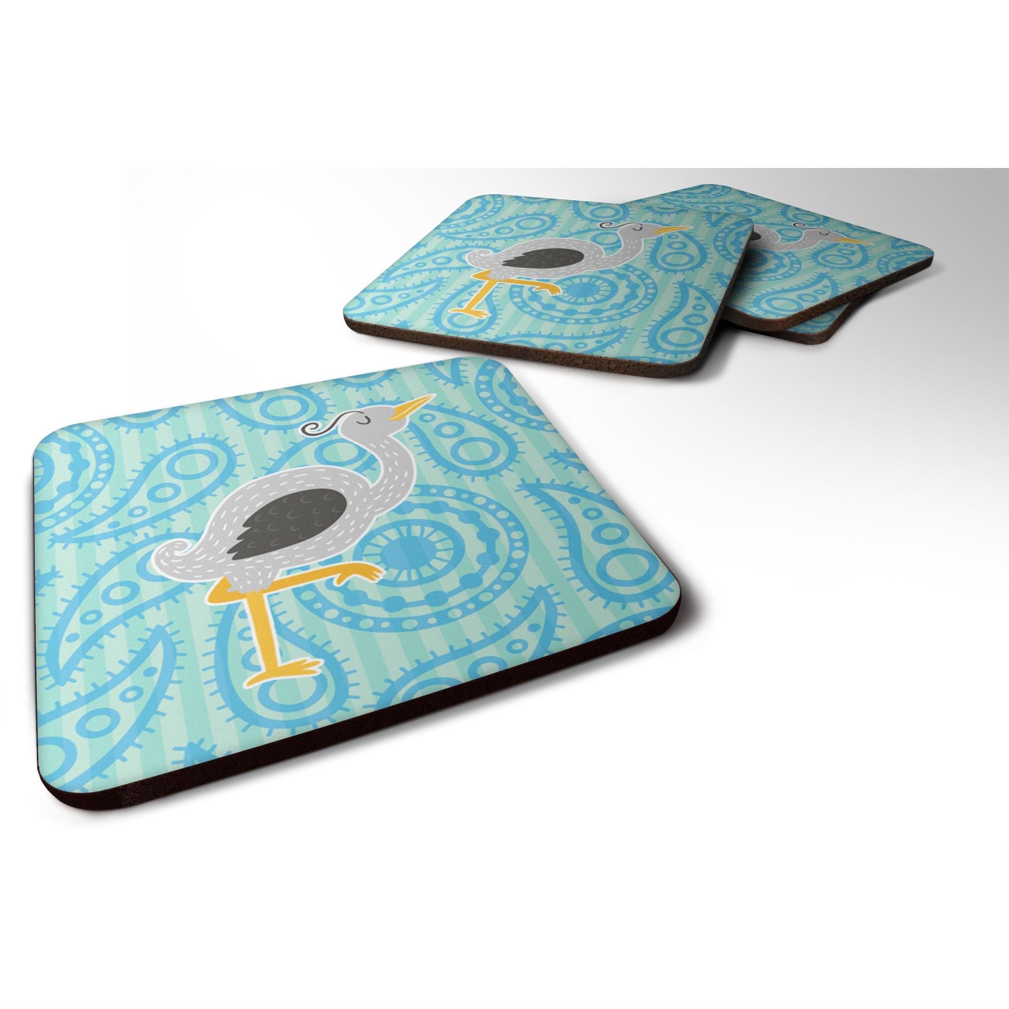 'Caroline'S Treasures Ostrich Foam Coaster Set Of 4, 3.5, Multicolor''