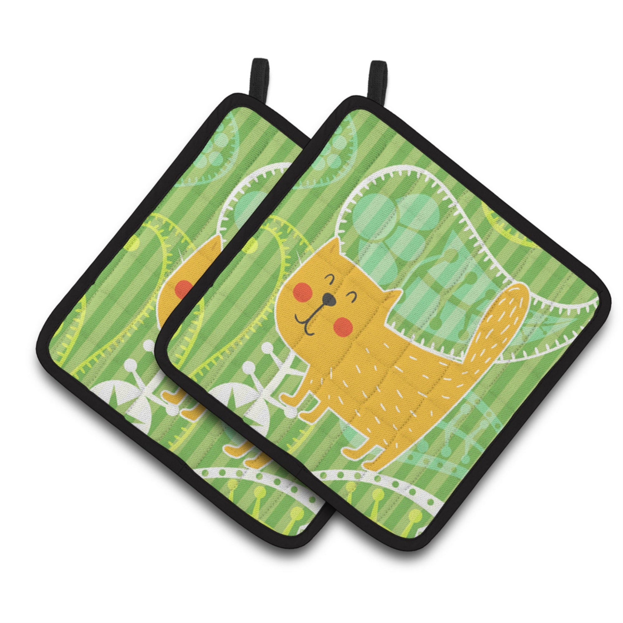 'Caroline'S Treasures Bb6785Pthd Cat On Paisley Pair Of Pot Holders, 7.5 X 7.5'''', Multicolor''