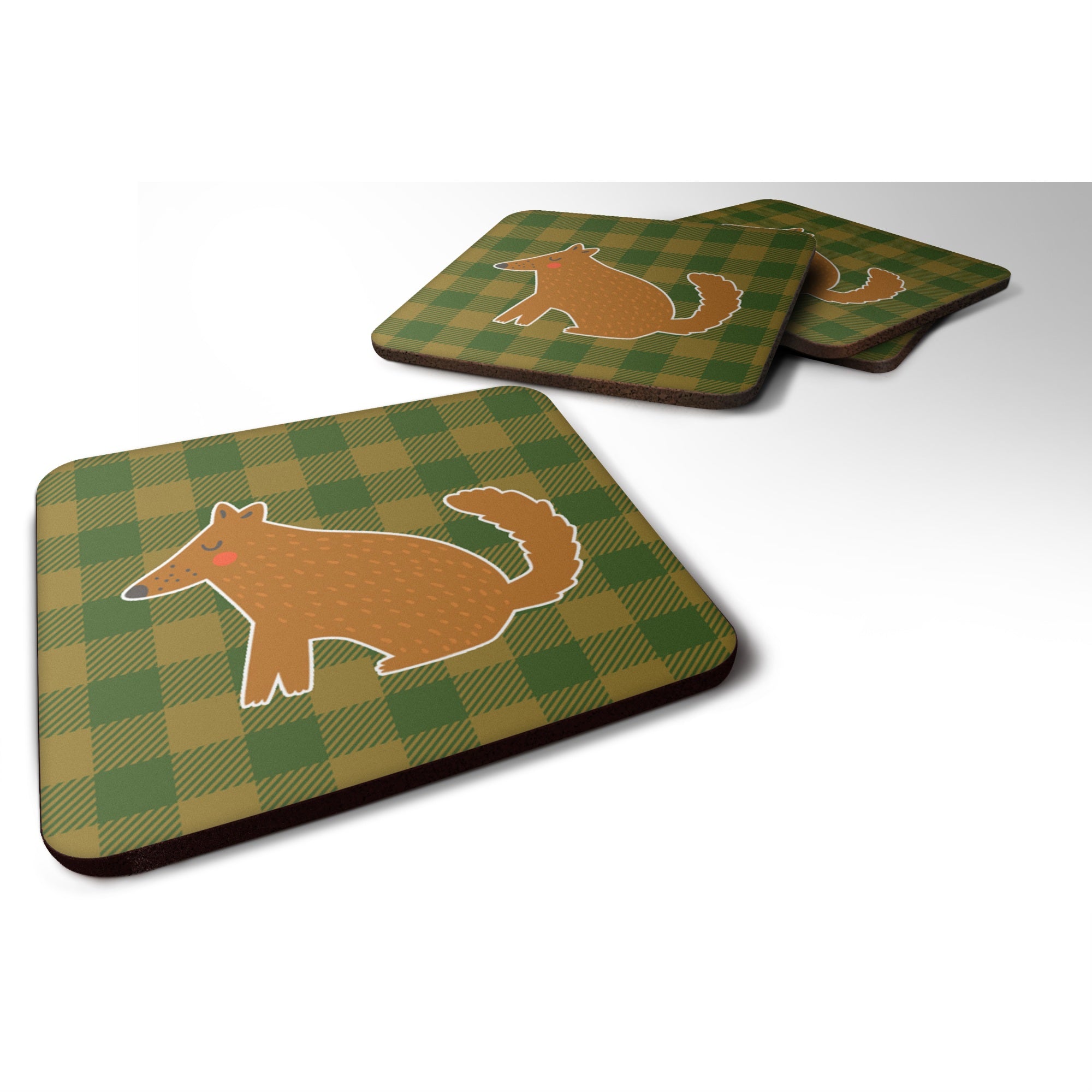 'Caroline'S Treasures Brown Wolf Foam Coaster Set Of 4, 3.5, Multicolor''