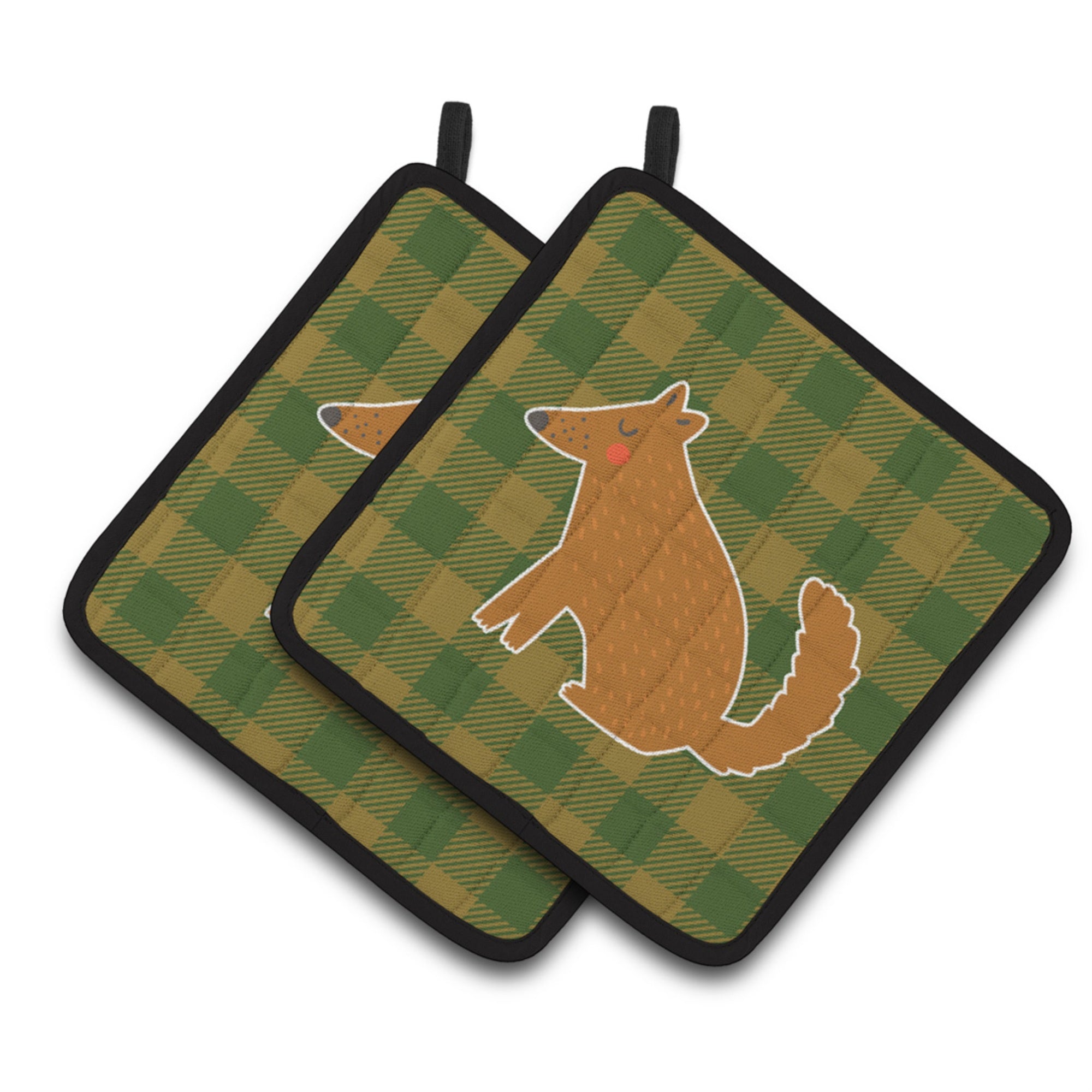 'Caroline'S Treasures Bb6788Pthd Brown Wolf Pair Of Pot Holders, 7.5 X 7.5'''', Multicolor''