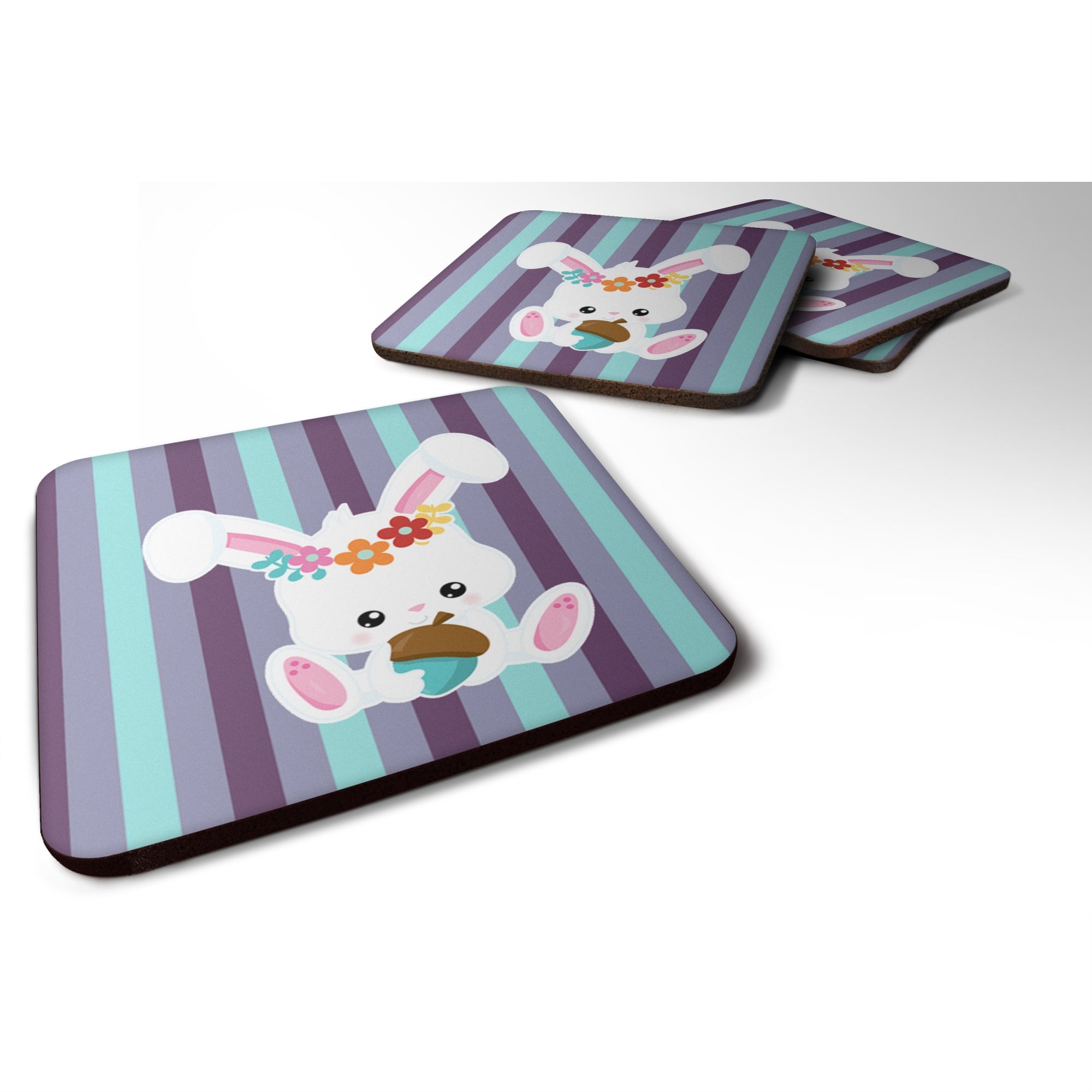 'Caroline'S Treasures Bunny Rabbit Foam Coaster Set Of 4, 3.5, Multicolor''