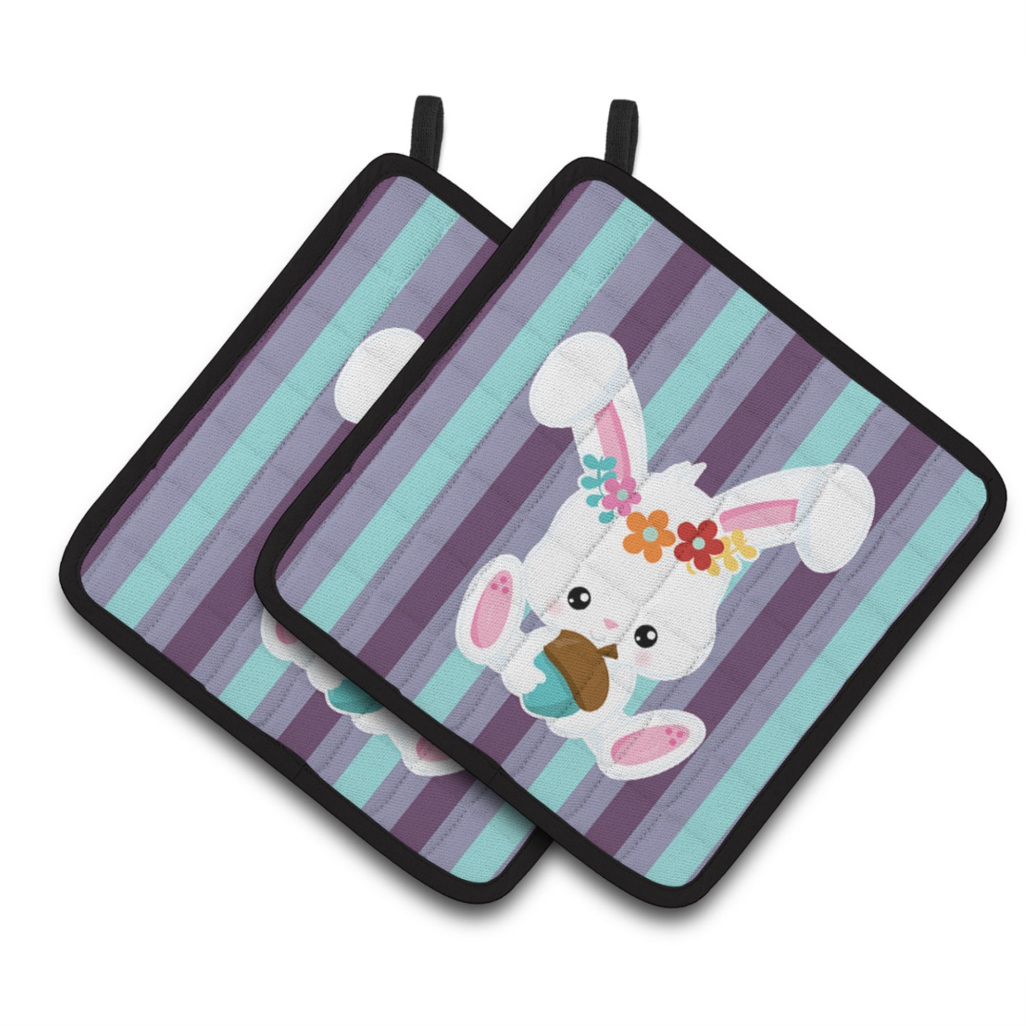 'Caroline'S Treasures Bb6790Pthd Bunny Rabbit Pair Of Pot Holders, 7.5 X 7.5'''', Multicolor''