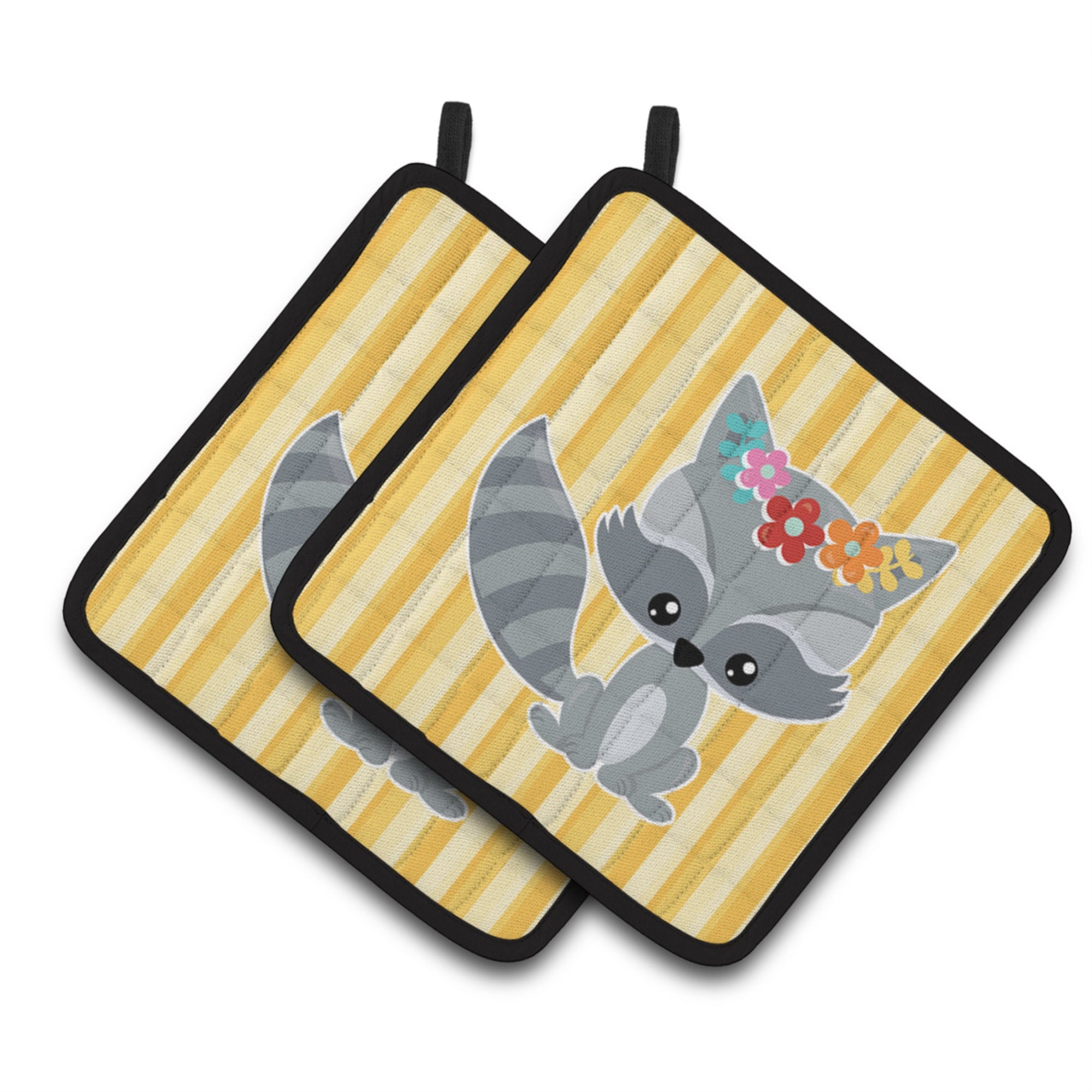 'Caroline'S Treasures Bb6791Pthd Raccoon Pair Of Pot Holders, 7.5 X 7.5'''', Multicolor''