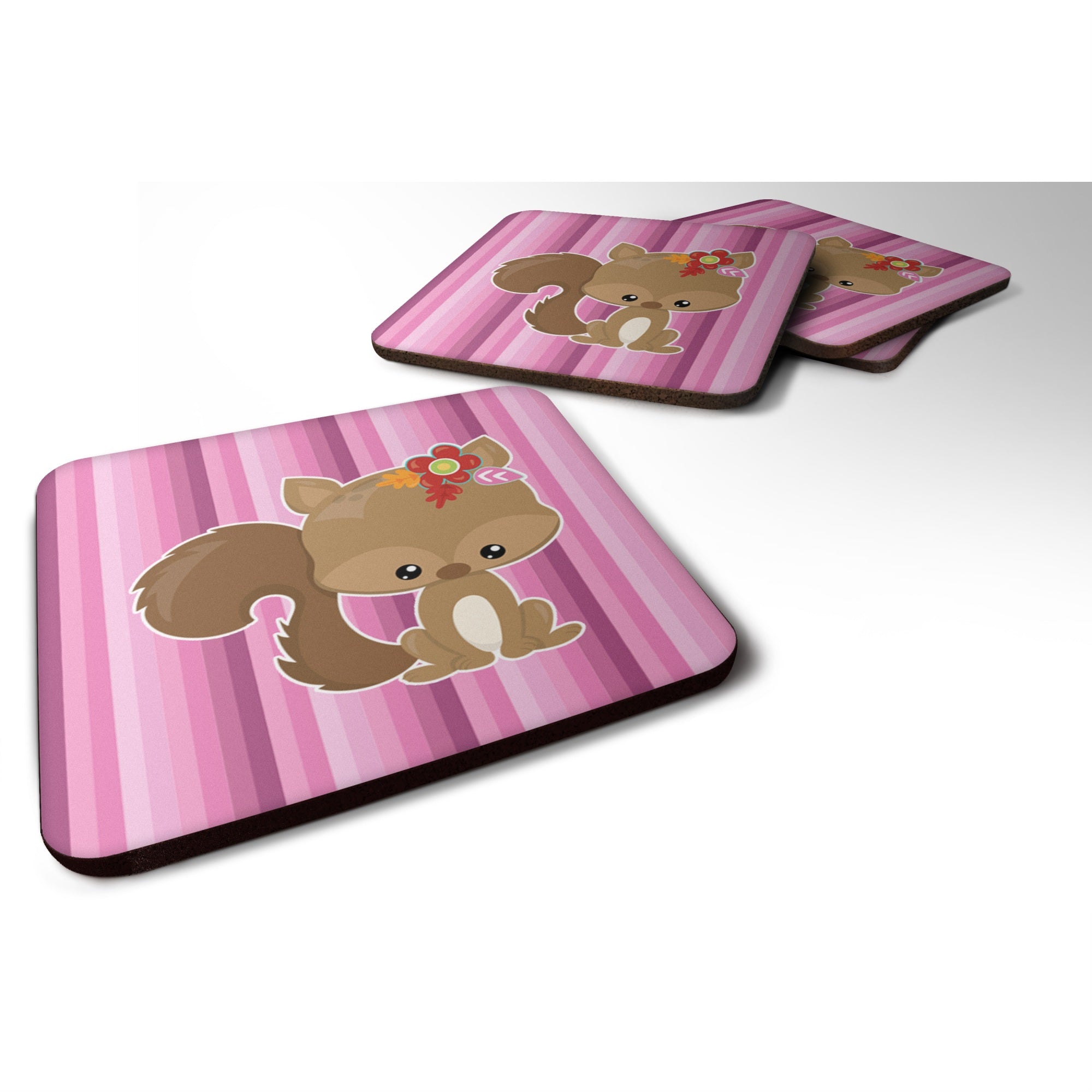 'Caroline'S Treasures Squirrel Foam Coaster Set Of 4, 3.5, Multicolor''