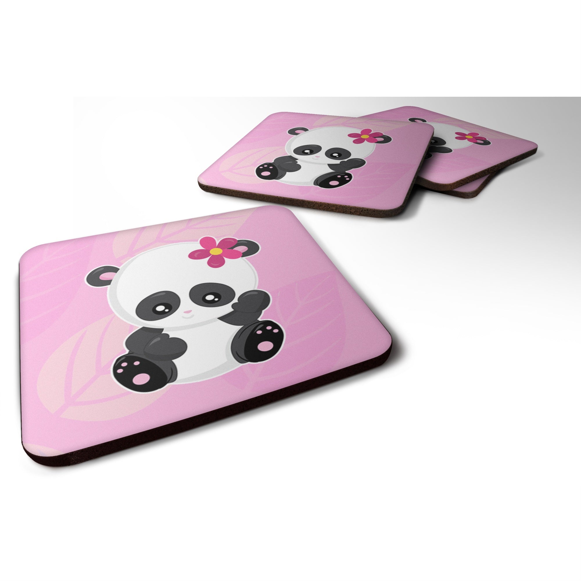 'Caroline'S Treasures Hey Ya'Ll Panda Foam Coaster Set Of 4, 3.5, Multicolor''