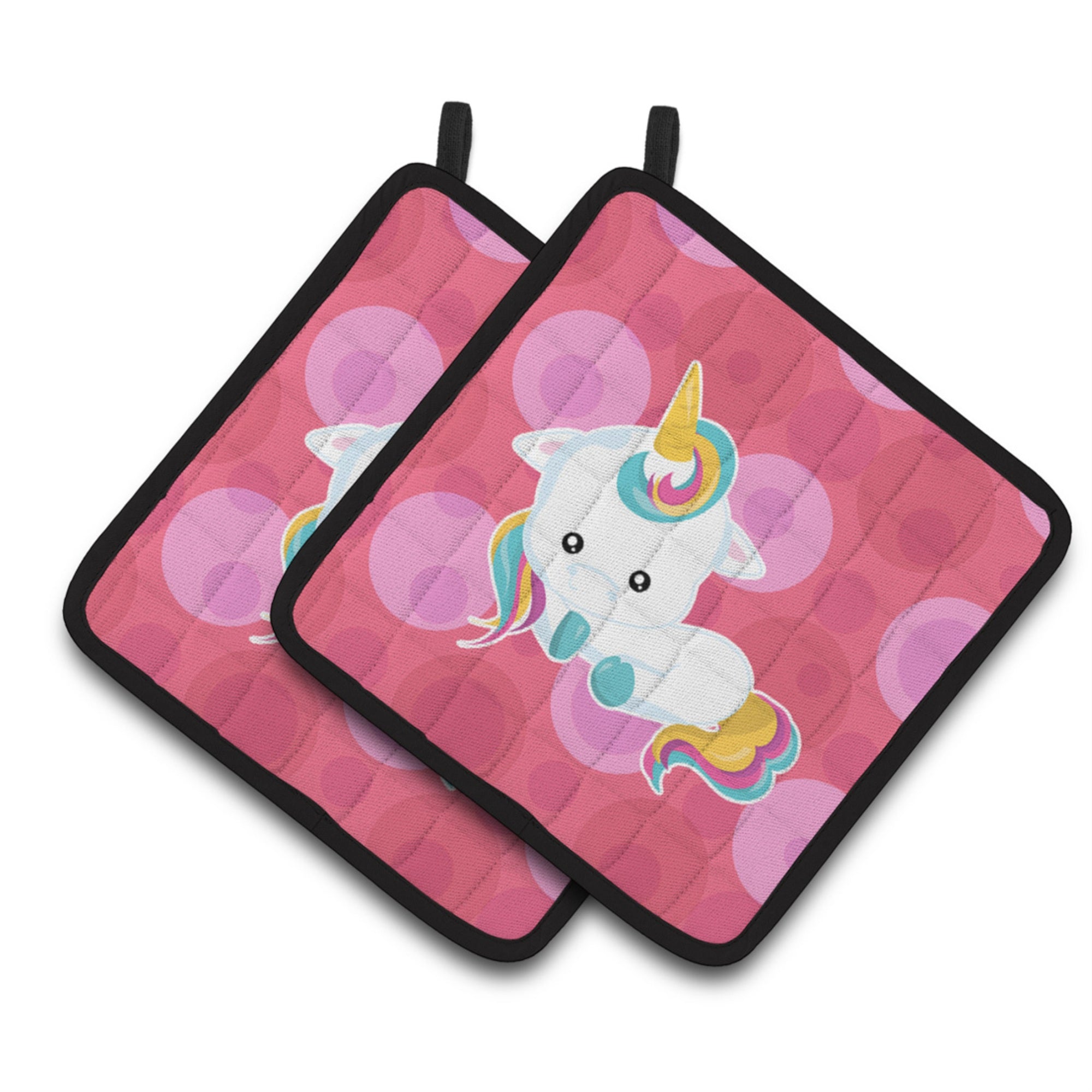 'Caroline'S Treasures Bb6810Pthd Polkadots Unicorn Pair Of Pot Holders, 7.5 X 7.5'''', Multicolor''