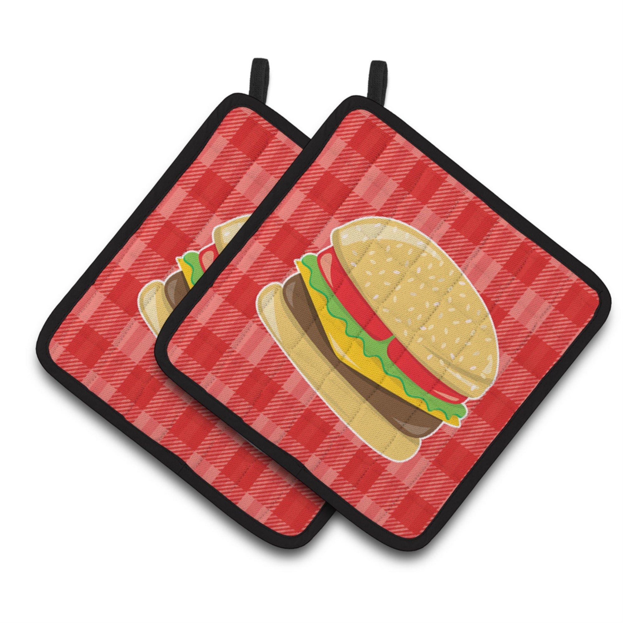 'Caroline'S Treasures Bb6812Pthd Hamburger Plaid Pair Of Pot Holders, 7.5 X 7.5'''', Multicolor''