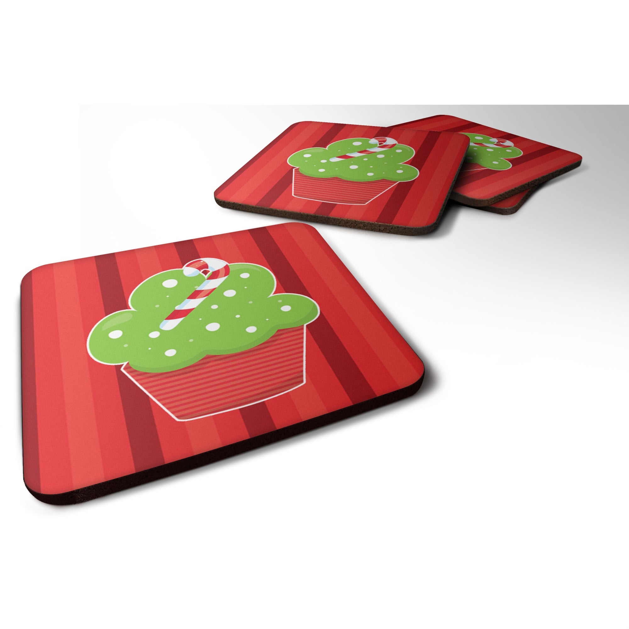 'Caroline'S Treasures Bb6814Fc Christmas Cupcake Foam Coaster Set Of 4, 3.5'''', Multicolor''