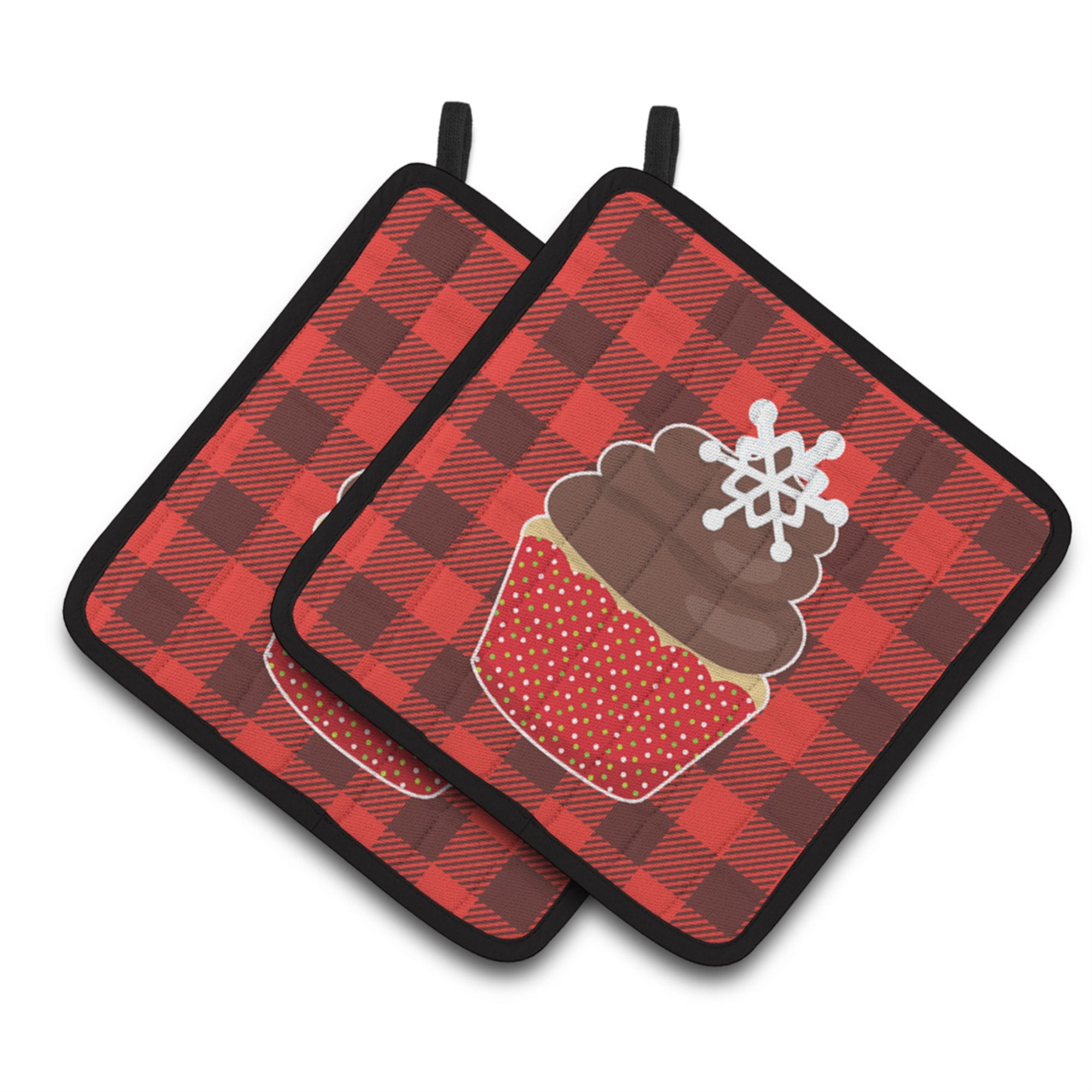 'Caroline'S Treasures Bb6817Pthd Christmas Cupcake Pair Of Pot Holders, 7.5 X 7.5'''', Multicolor''