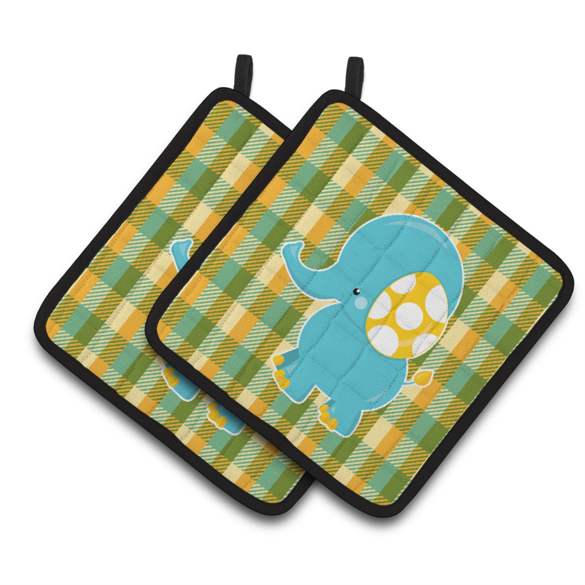 'Caroline'S Treasures Bb6822Pthd Boy Elephant Pair Of Pot Holders, 7.5 X 7.5'''', Multicolor''