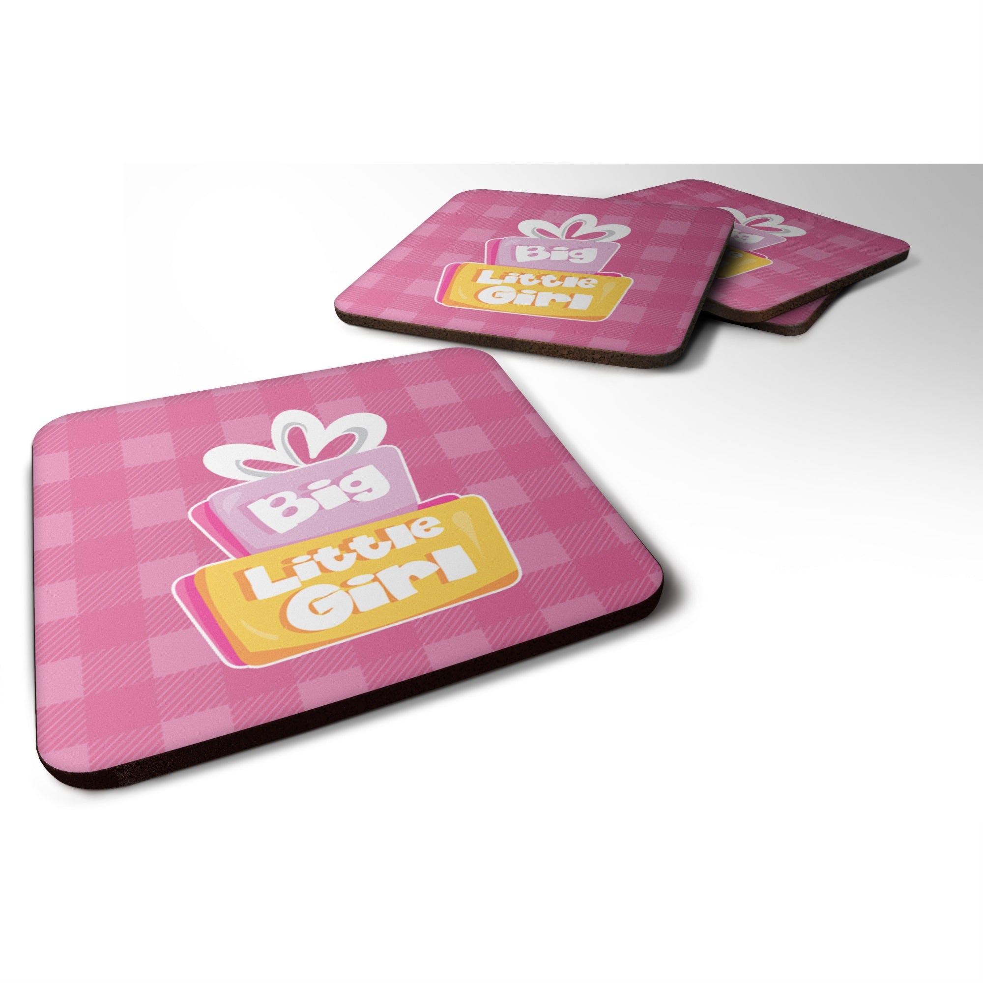 'Caroline'S Treasures Big Little Girl Foam Coaster Set Of 4, 3.5, Multicolor''