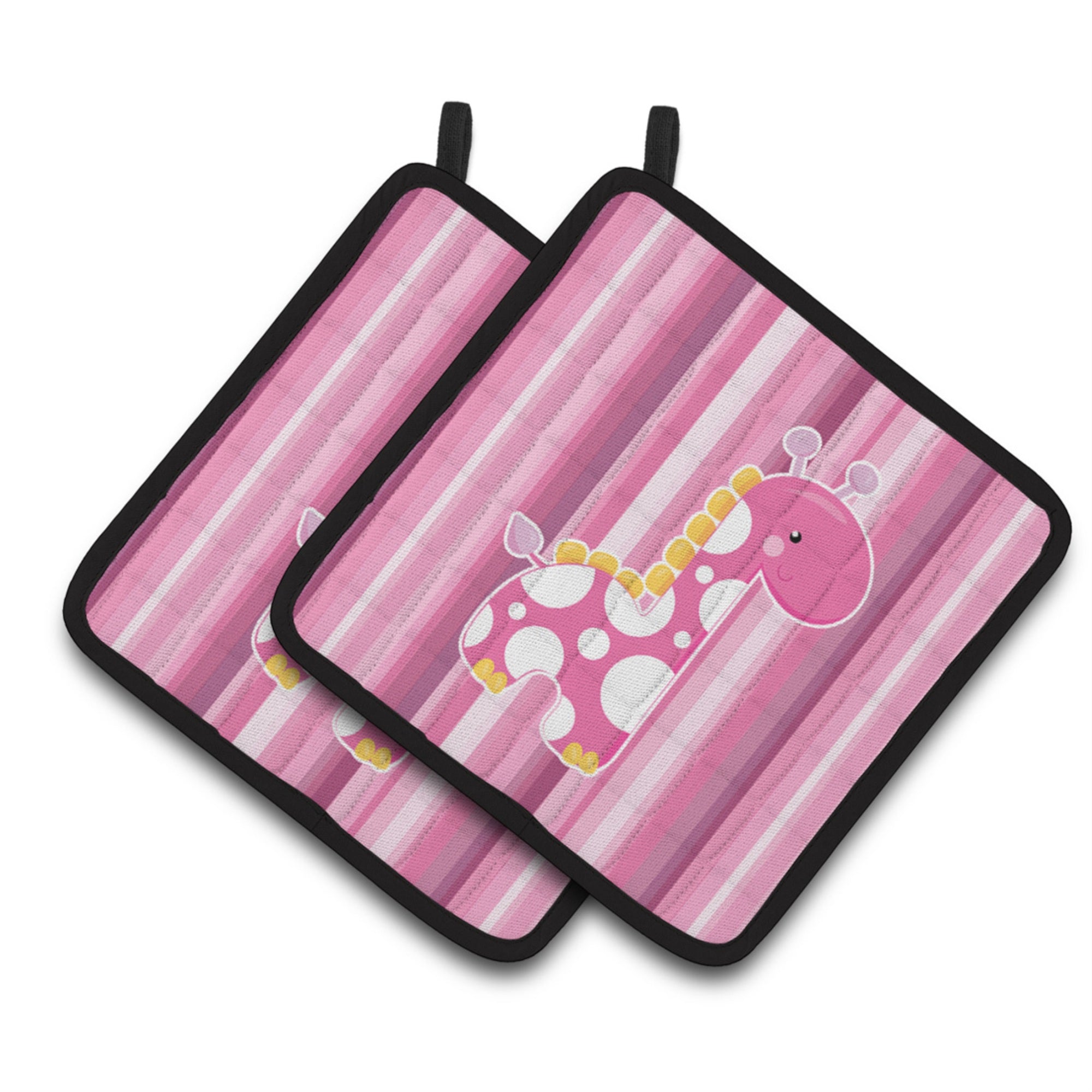 'Caroline'S Treasures Bb6827Pthd Girl Giraffe Pair Of Pot Holders, 7.5 X 7.5'''', Multicolor''