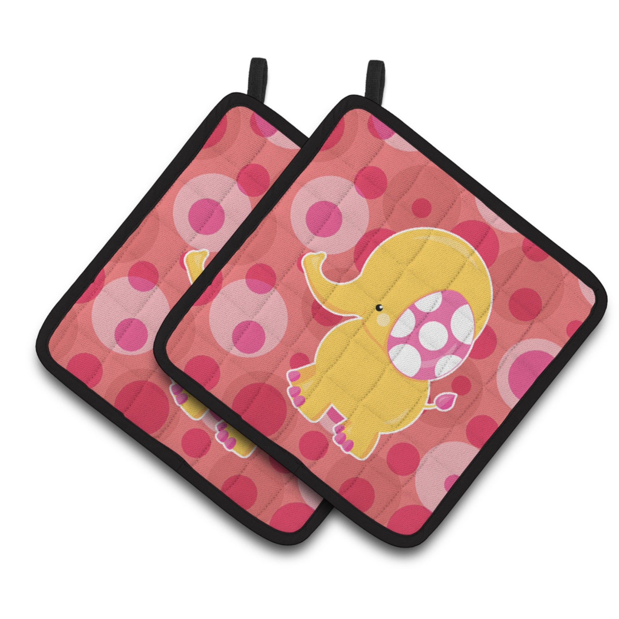 'Caroline'S Treasures Bb6828Pthd Girl Elephant Pair Of Pot Holders, 7.5 X 7.5'''', Multicolor''