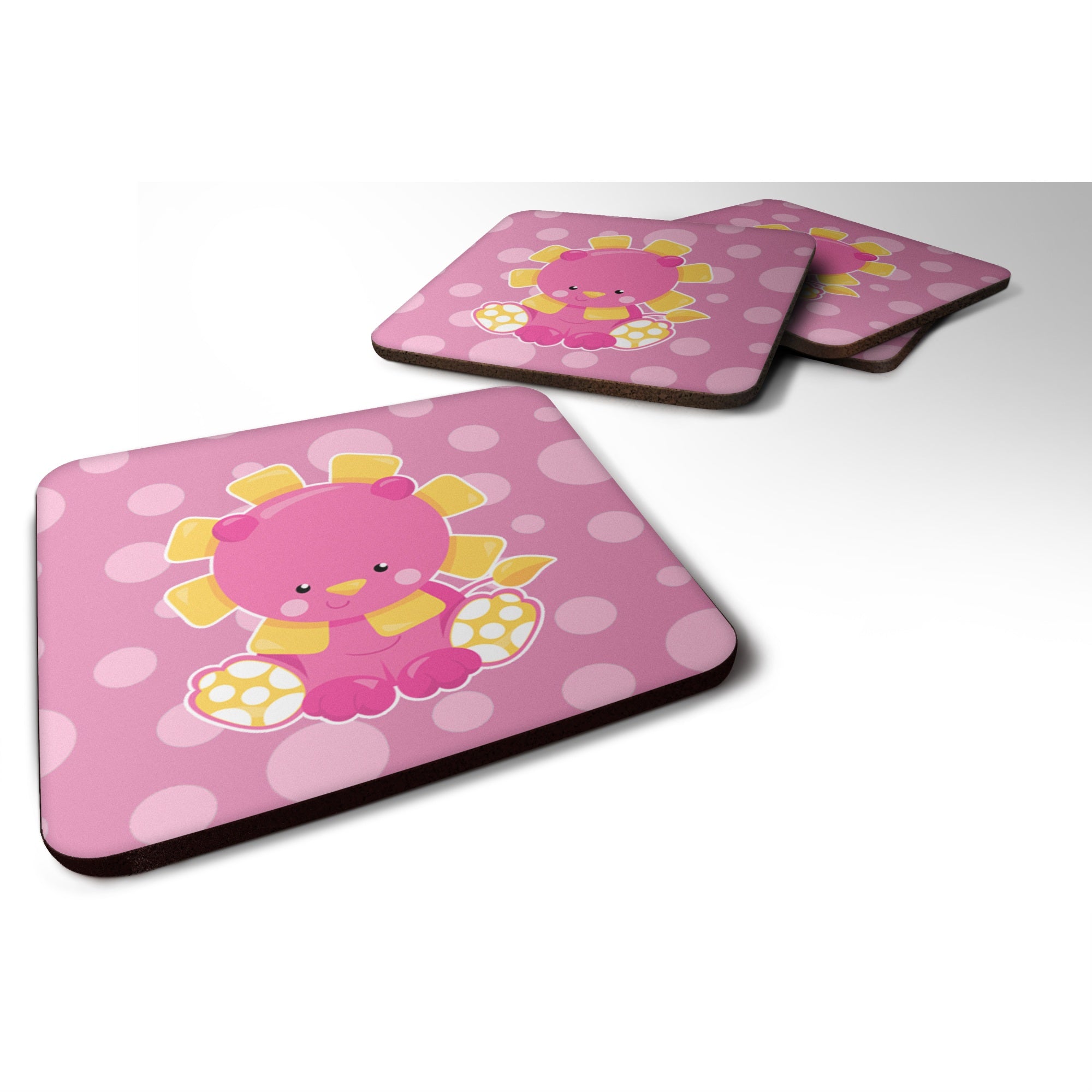 'Caroline'S Treasures Girl Lion Foam Coaster Set Of 4, 3.5, Multicolor''
