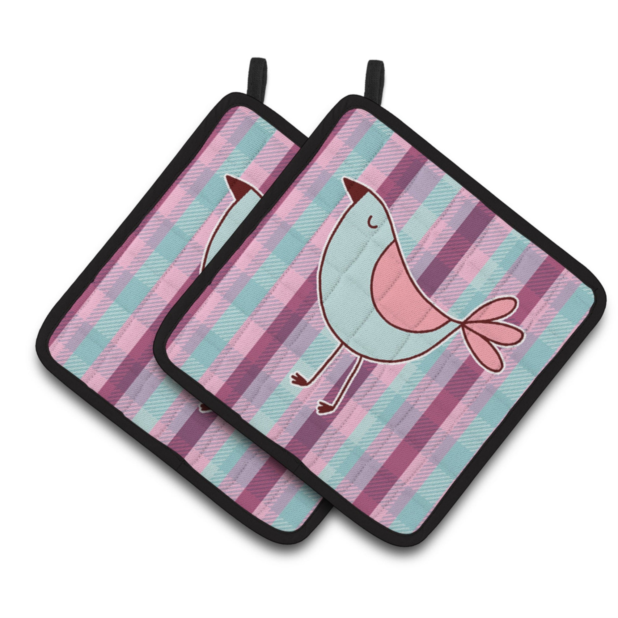 'Caroline'S Treasures Bb6833Pthd Bird On Purple Plaid Pair Of Pot Holders, 7.5 X 7.5'''', Multicolor''