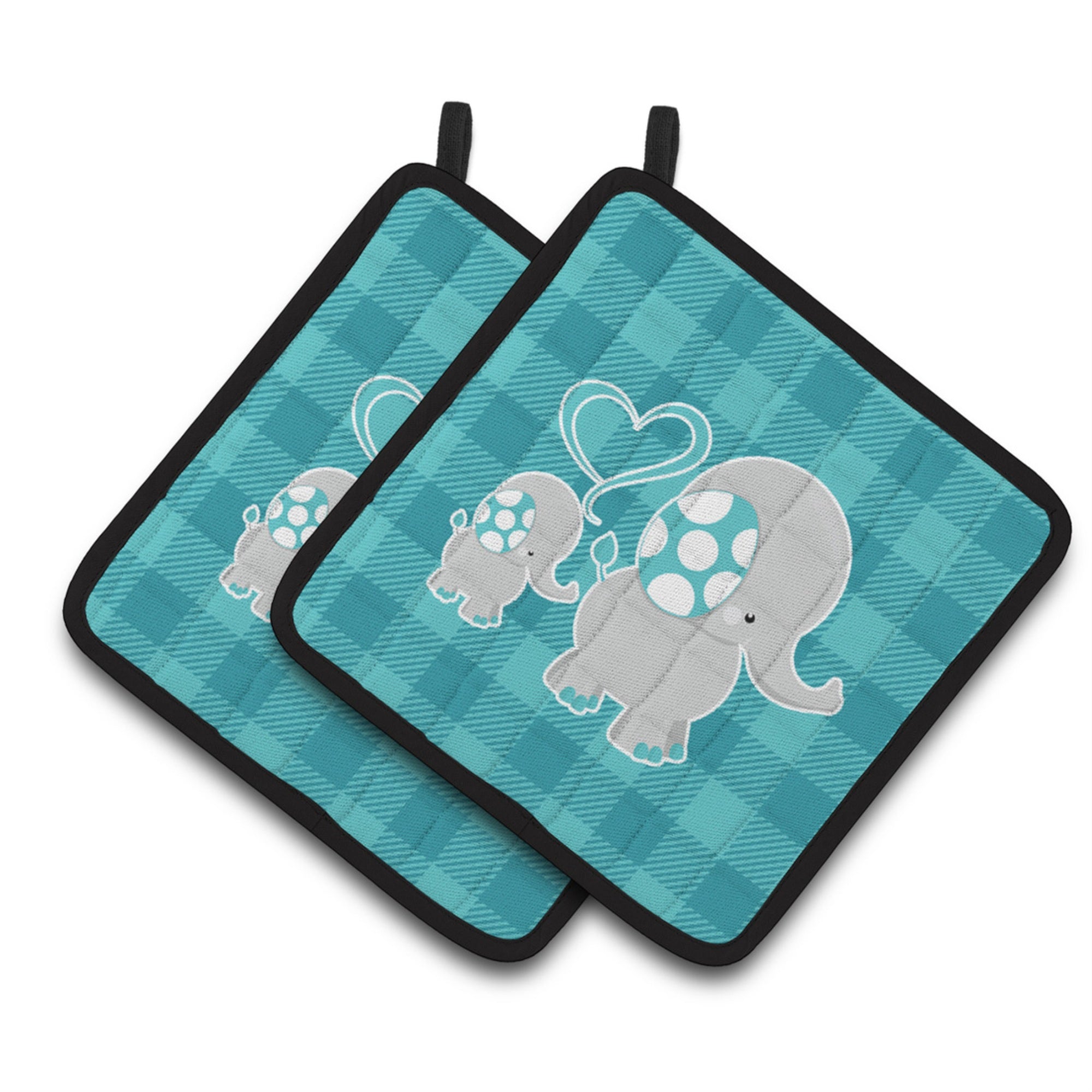 'Caroline'S Treasures Bb6834Pthd Mommy And Baby Elephant Pair Of Pot Holders, 7.5 X 7.5'''', Multicolor''