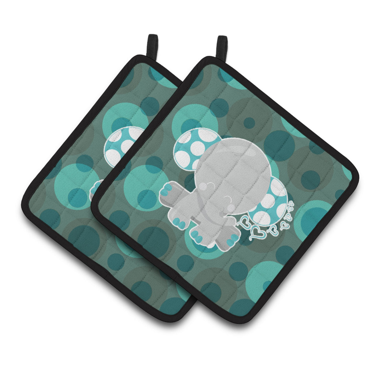 'Caroline'S Treasures Polkadot Naptime Elephant Pair Of Pot Holders, 7.5 X 7.5, Multicolor''
