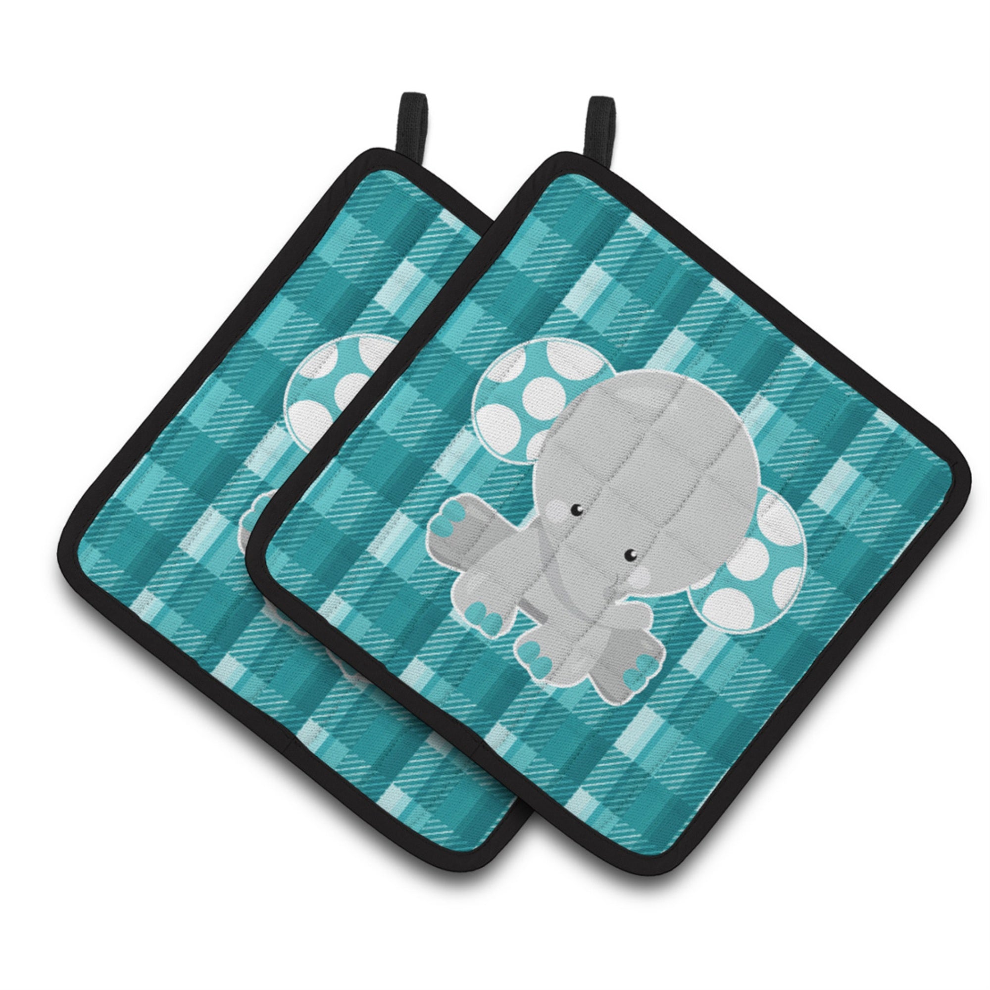'Caroline'S Treasures Bb6840Pthd Plaid Elephant Pair Of Pot Holders, 7.5 X 7.5'''', Multicolor''
