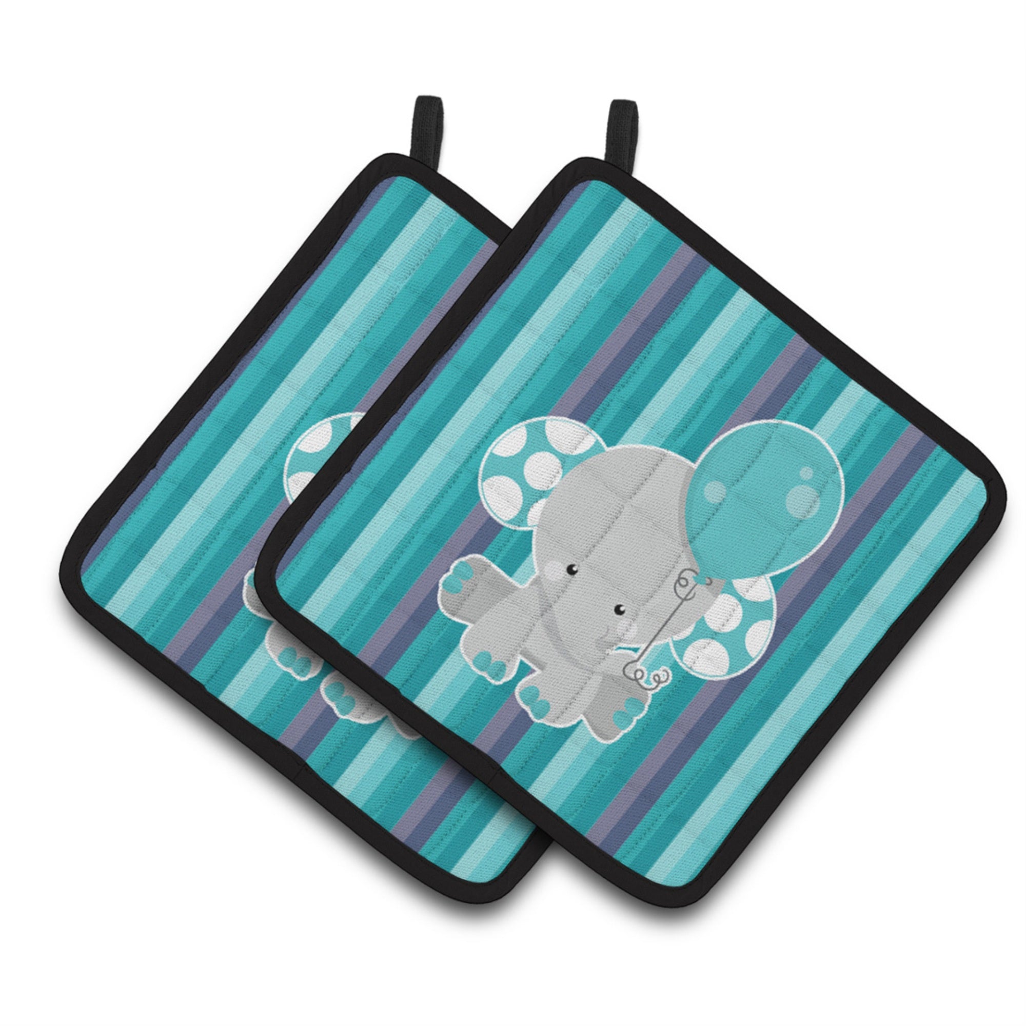 'Caroline'S Treasures Bb6842Pthd Grey Elephant With Balloon Pair Of Pot Holders, 7.5 X 7.5'''', Multicolor''