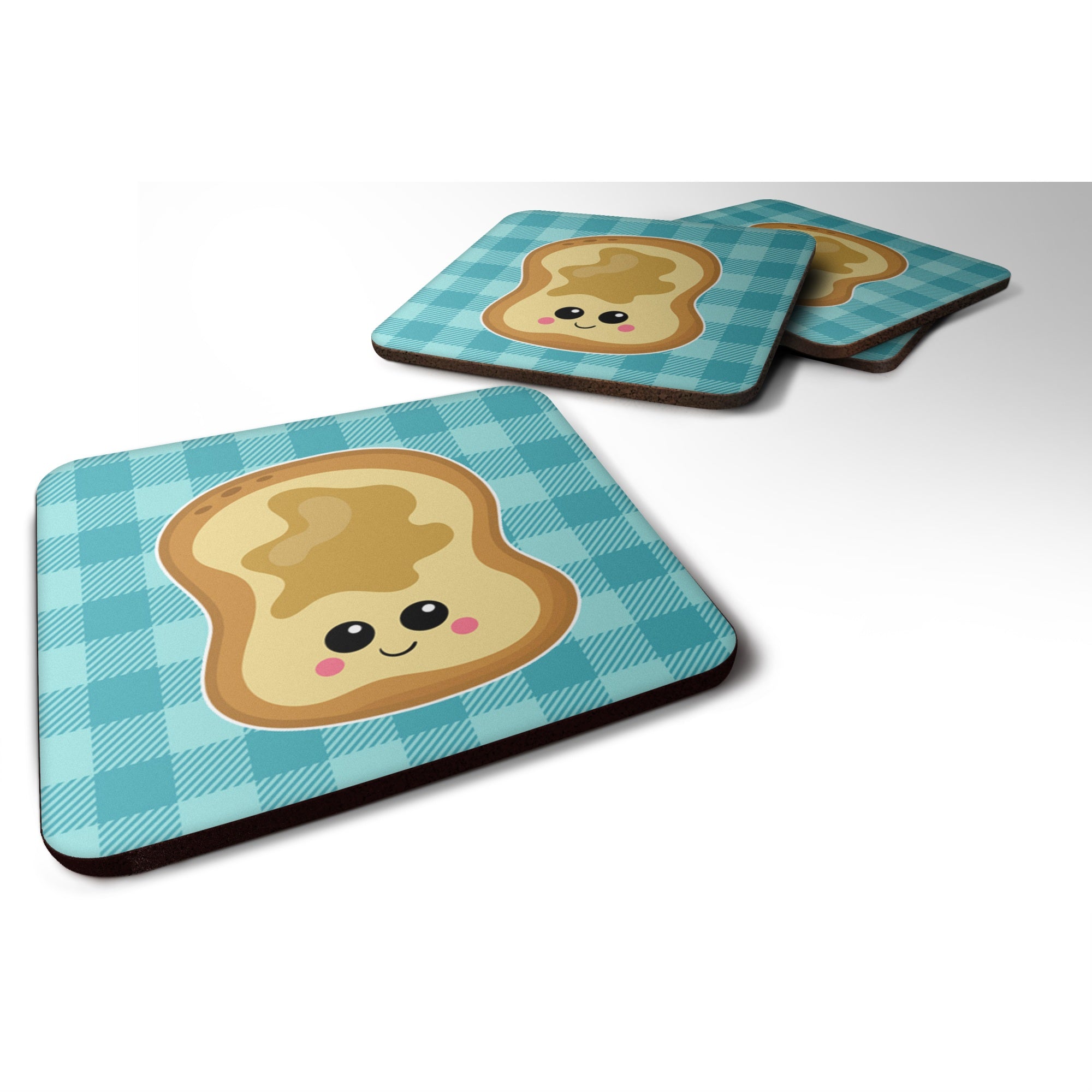 'Caroline'S Treasures Peanut Butter Toast Foam Coaster Set Of 4, 3.5, Multicolor''