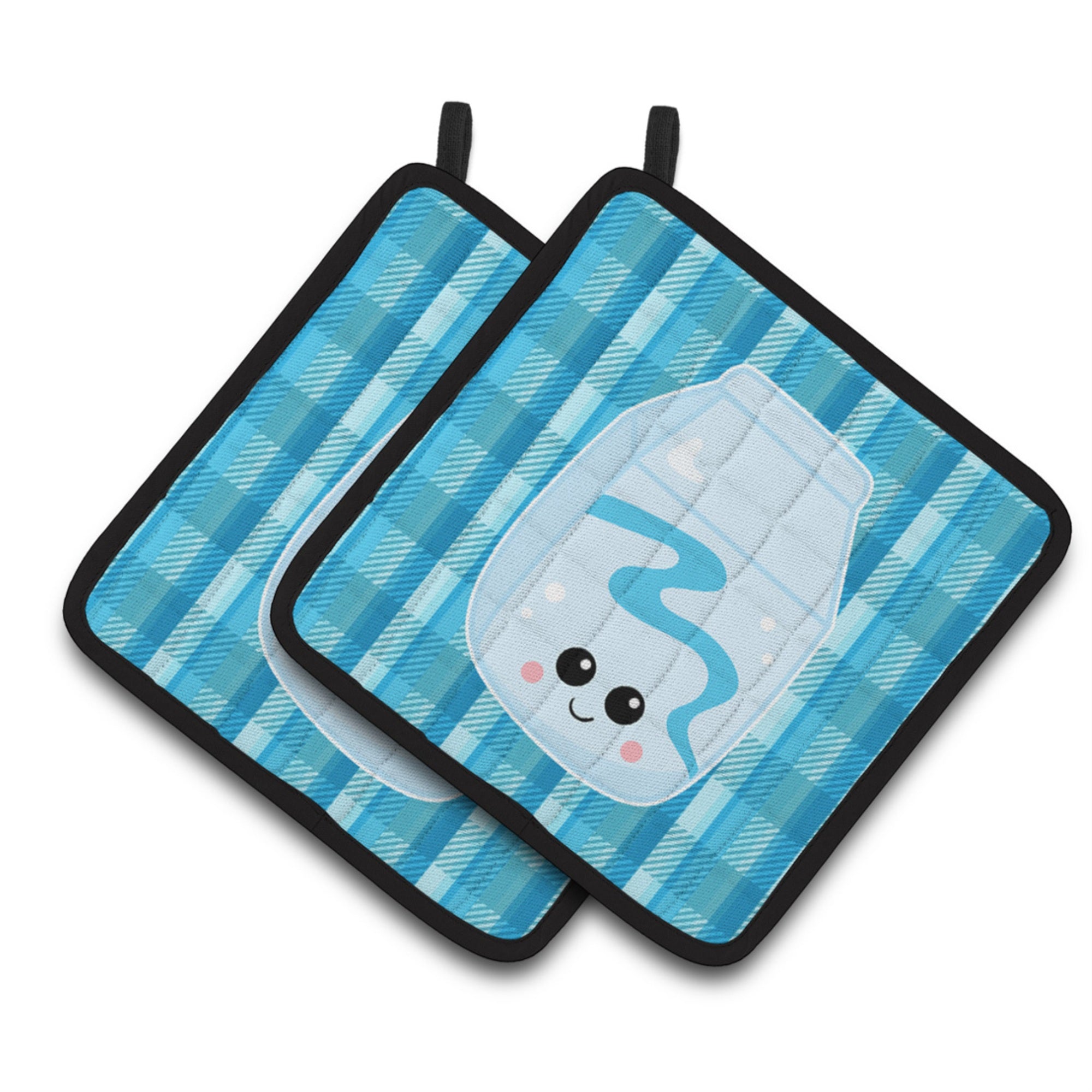 'Caroline'S Treasures Bb6846Pthd Blue Plaid And Milk Pair Of Pot Holders, 7.5 X 7.5'''', Multicolor''
