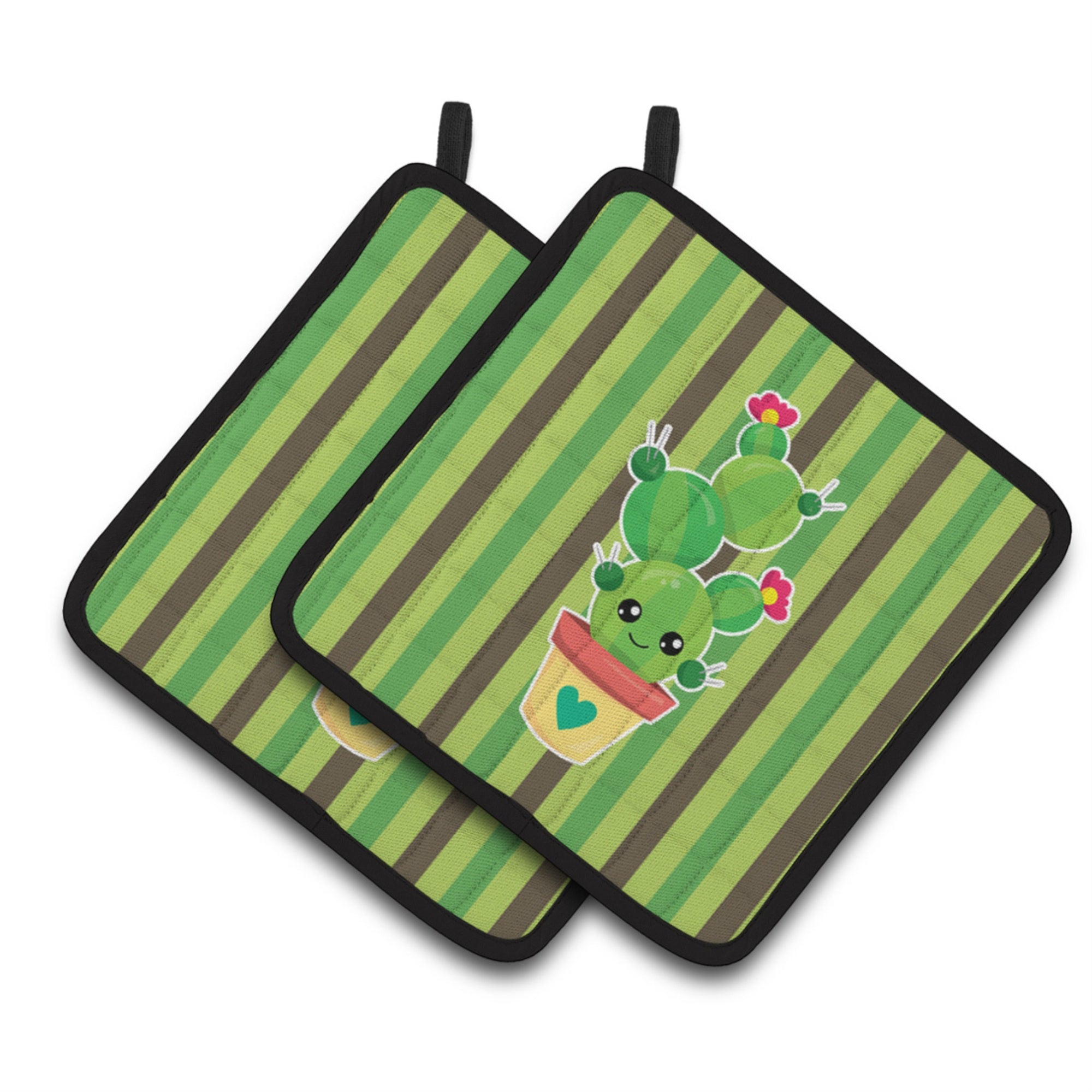 'Caroline'S Treasures Bb6847Pthd Cactus Stripe Pair Of Pot Holders, 7.5 X 7.5'''', Multicolor''