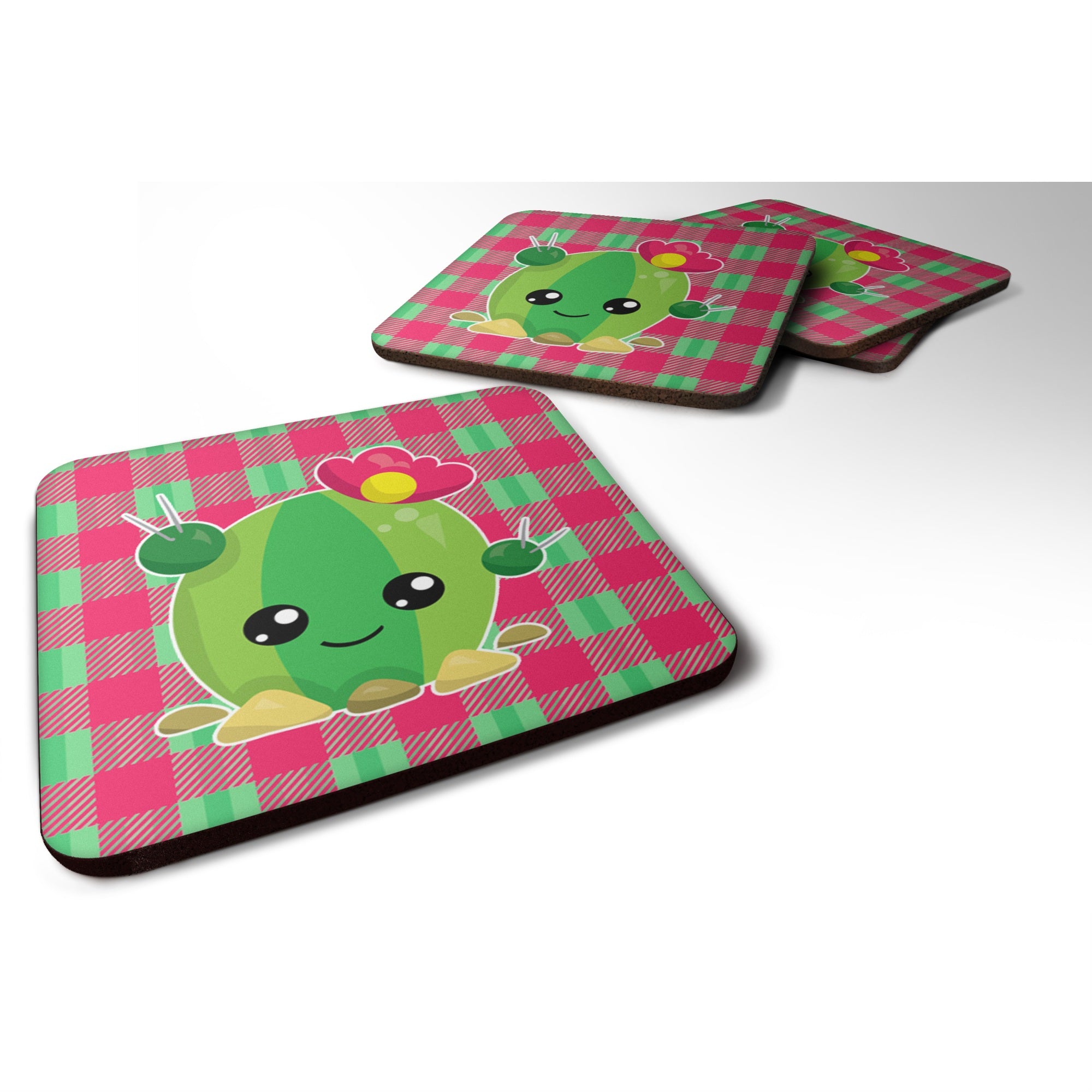 'Caroline'S Treasures Cactus Peace Out Foam Coaster Set Of 4, 3.5, Multicolor''