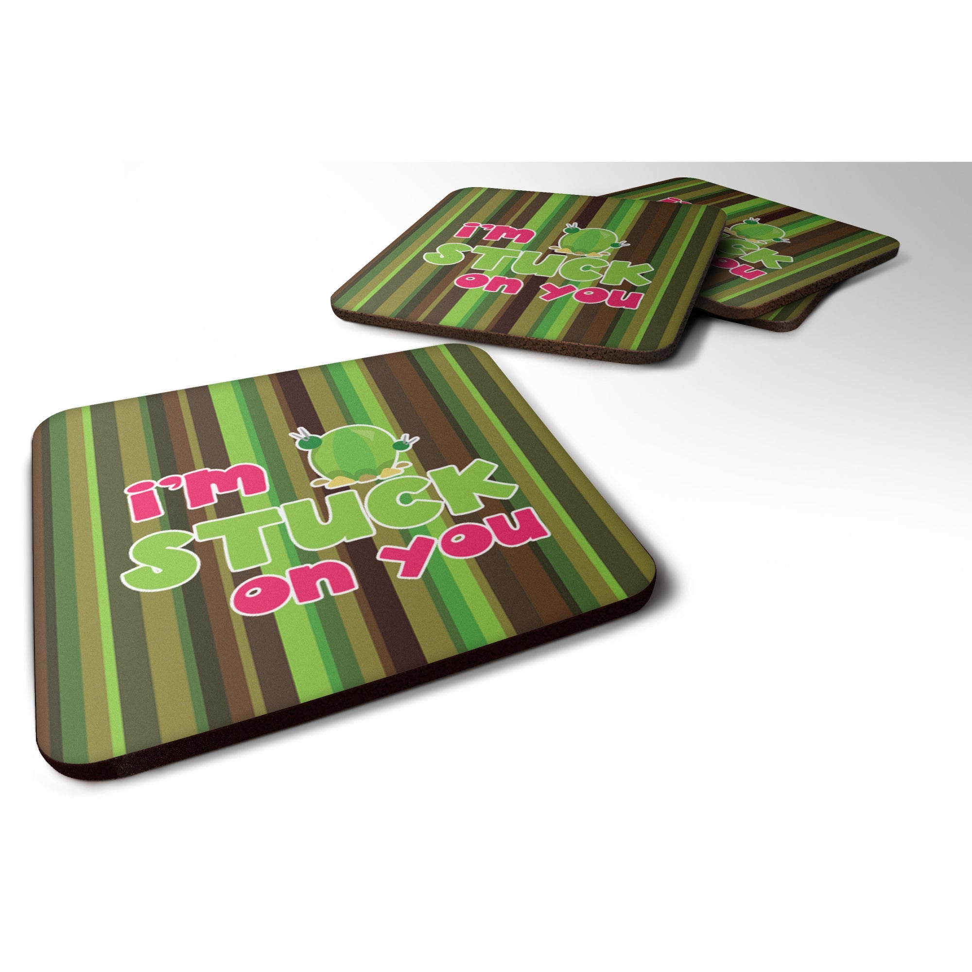 'Caroline'S Treasures Cactus I'M Stuck On You Foam Coaster Set Of 4, 3.5, Multicolor''