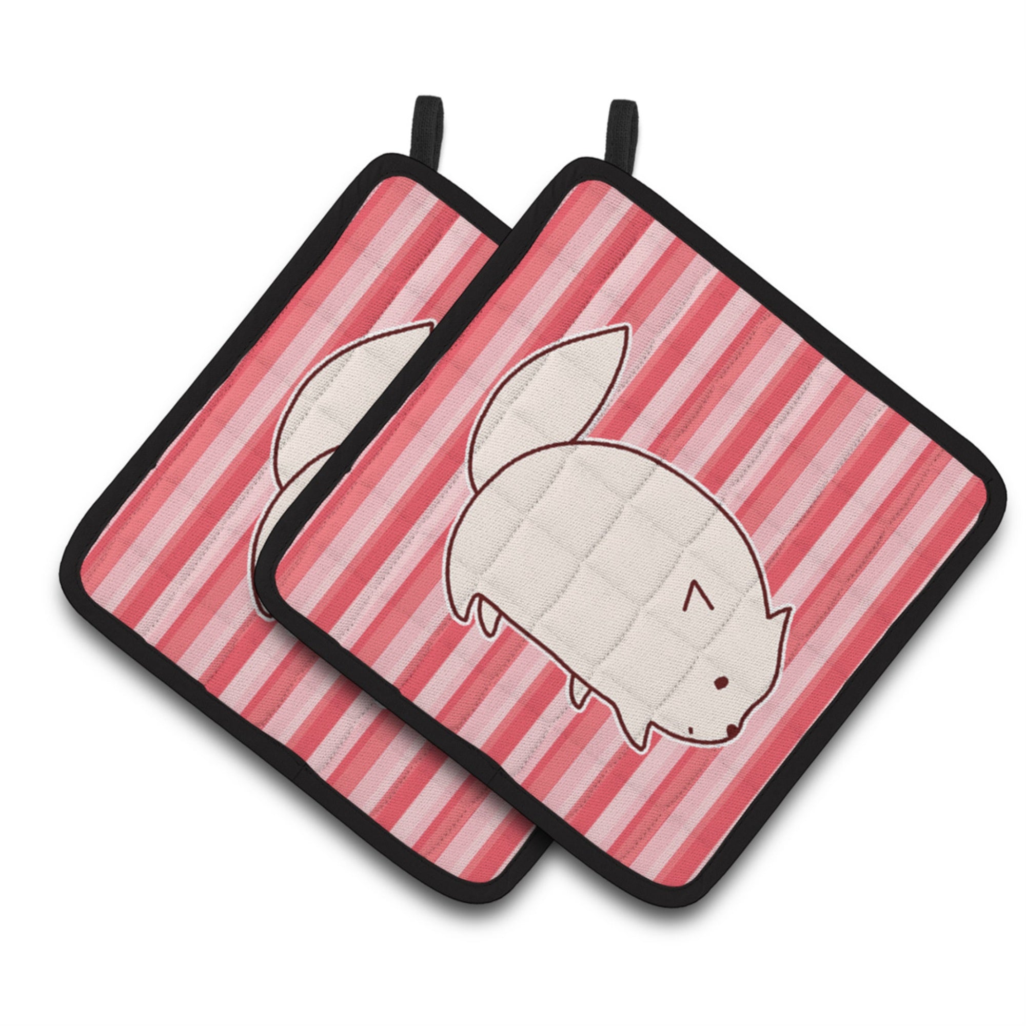 'Caroline'S Treasures Bb6855Pthd Cat Pink Stripes Pair Of Pot Holders, 7.5 X 7.5'''', Multicolor''