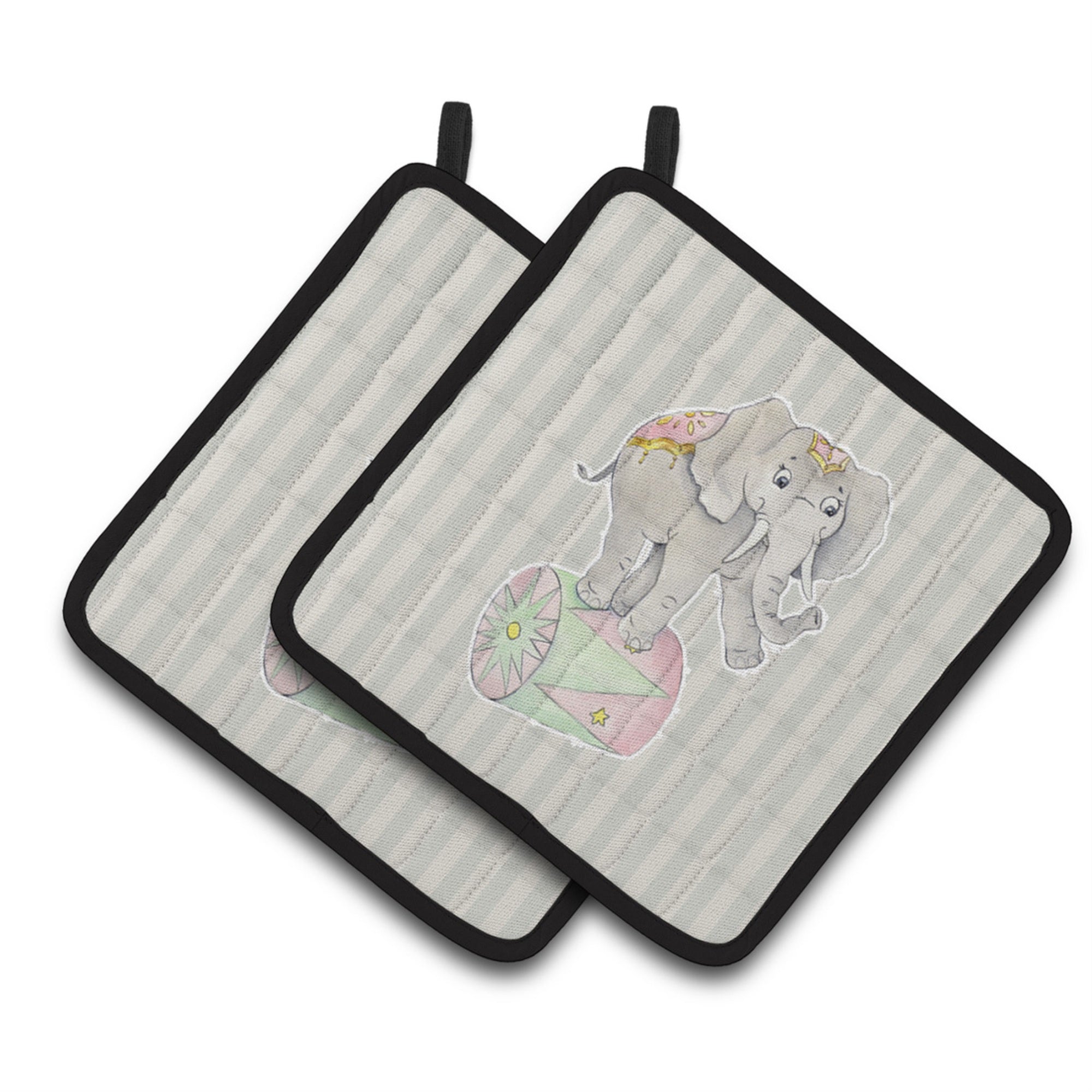 'Caroline'S Treasures Bb6859Pthd Circus Elephant Pair Of Pot Holders, 7.5 X 7.5'''', Multicolor''