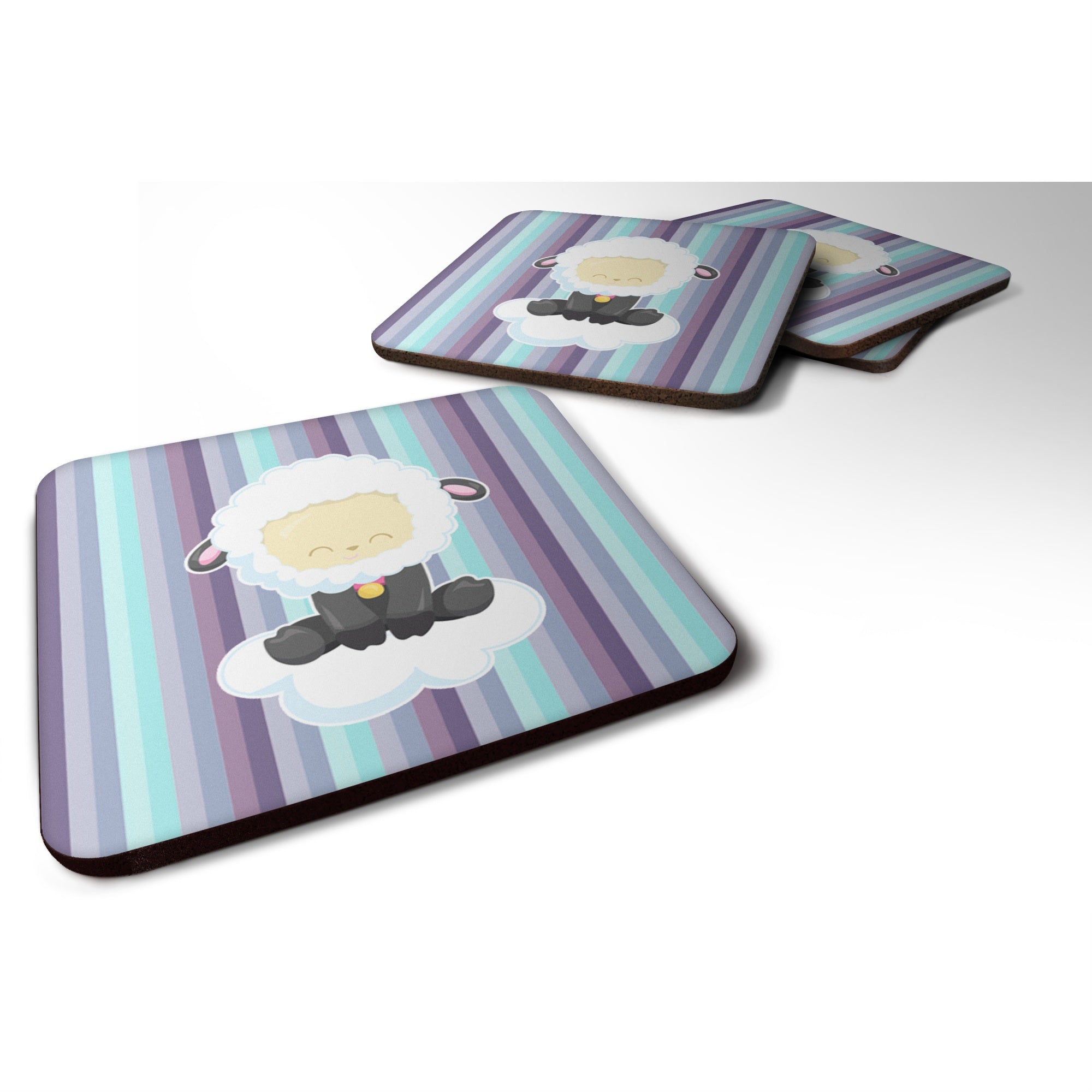 'Caroline'S Treasures Sheep On Cloud Foam Coaster Set Of 4, 3.5, Multicolor''