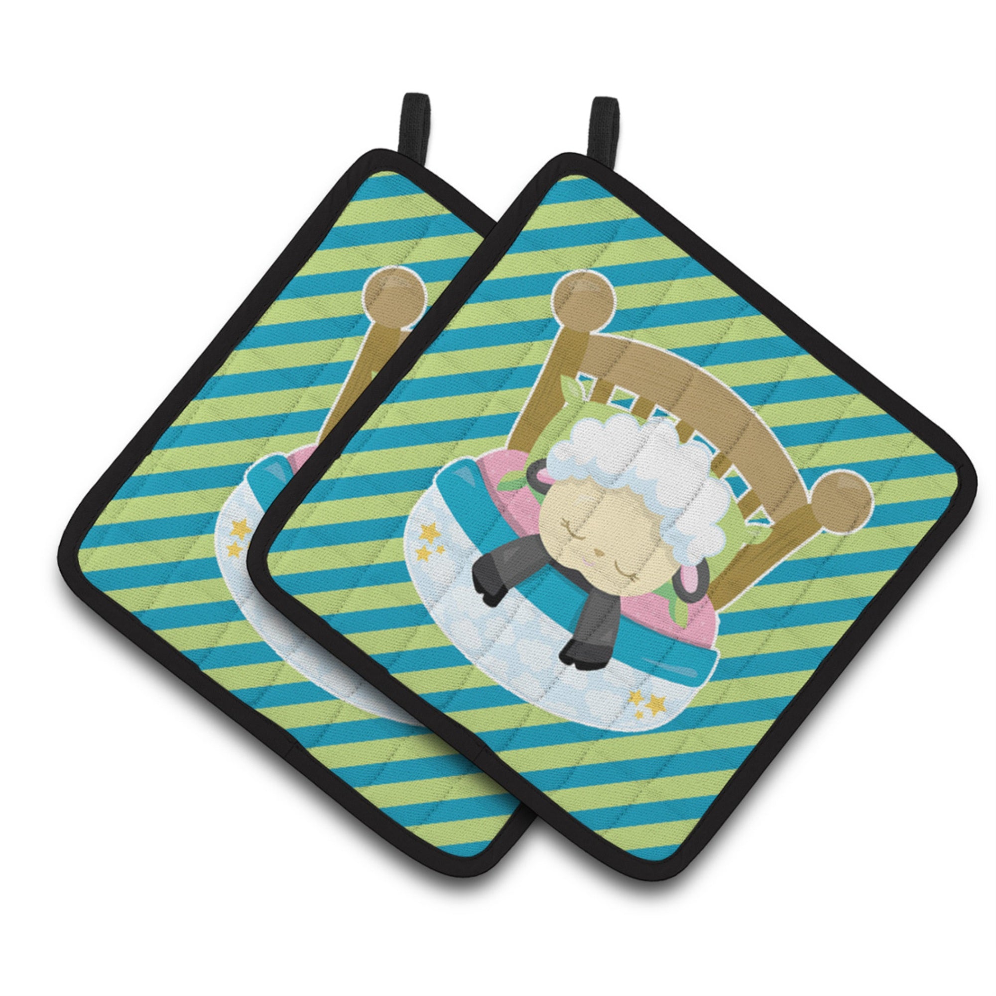 'Caroline'S Treasures Bb6876Pthd Sheep In Bed Pair Of Pot Holders, 7.5 X 7.5'''', Multicolor''