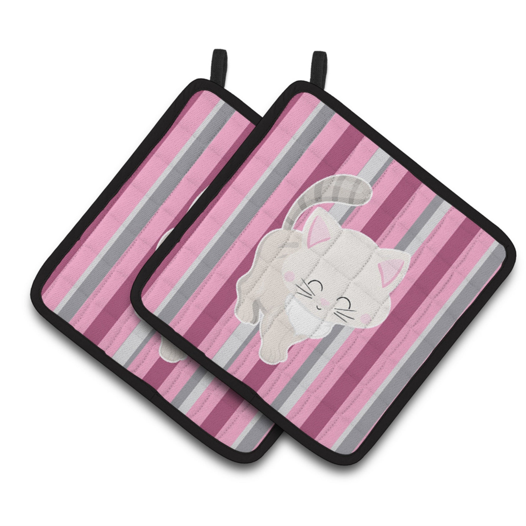 'Caroline'S Treasures Bb6878Pthd Kitten Cat Pink And Gray Pair Of Pot Holders, 7.5 X 7.5'''', Multicolor''