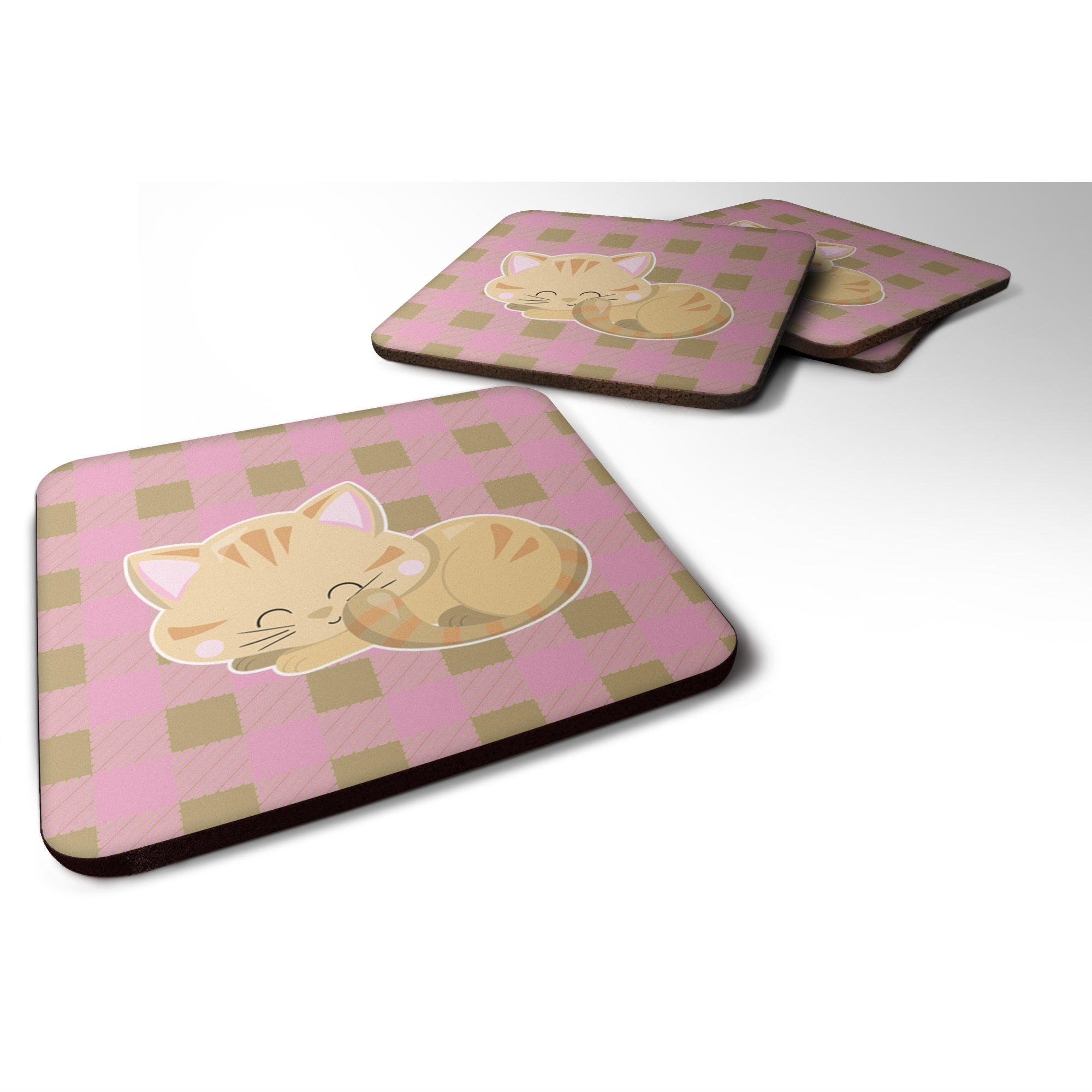 'Caroline'S Treasures Kitten Sleeping Foam Coaster Set Of 4, 3.5, Multicolor''